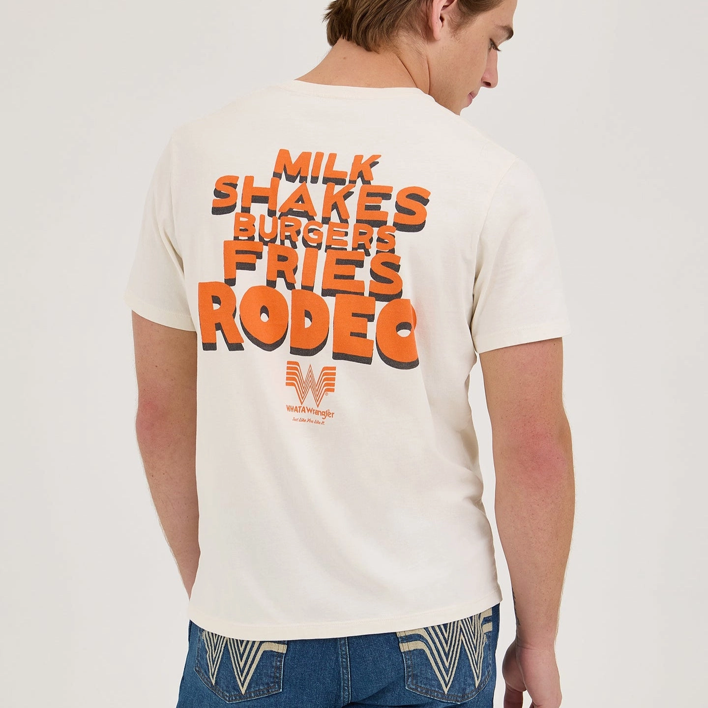 Sporty Style NonRestrictiveSilhouette Wrangler? x Whataburger? Cowboy Graphic White T-Shirt