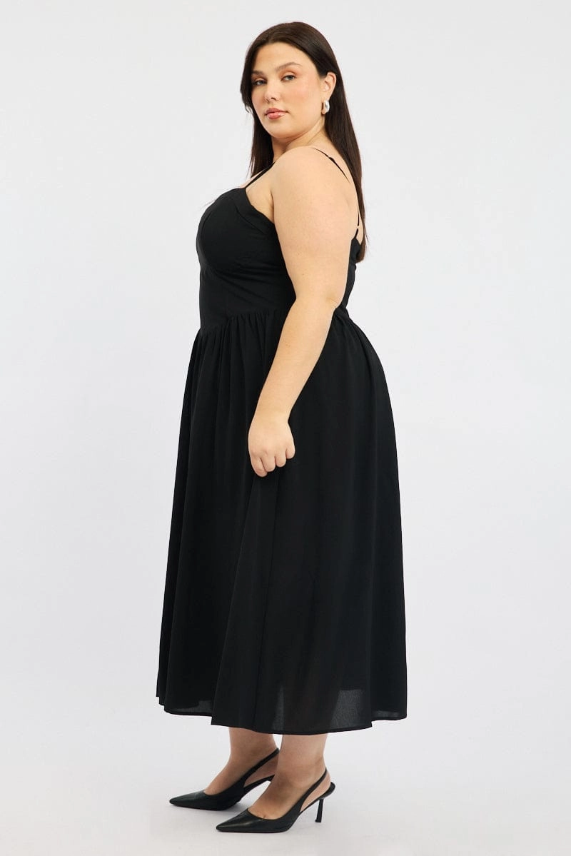 Black Corset Bust Dress Full Dress Rose Flush Refined Mood