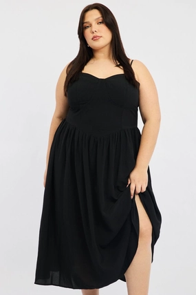 Black Corset Bust Dress Full Dress Chic Fit Wear Easy Mood