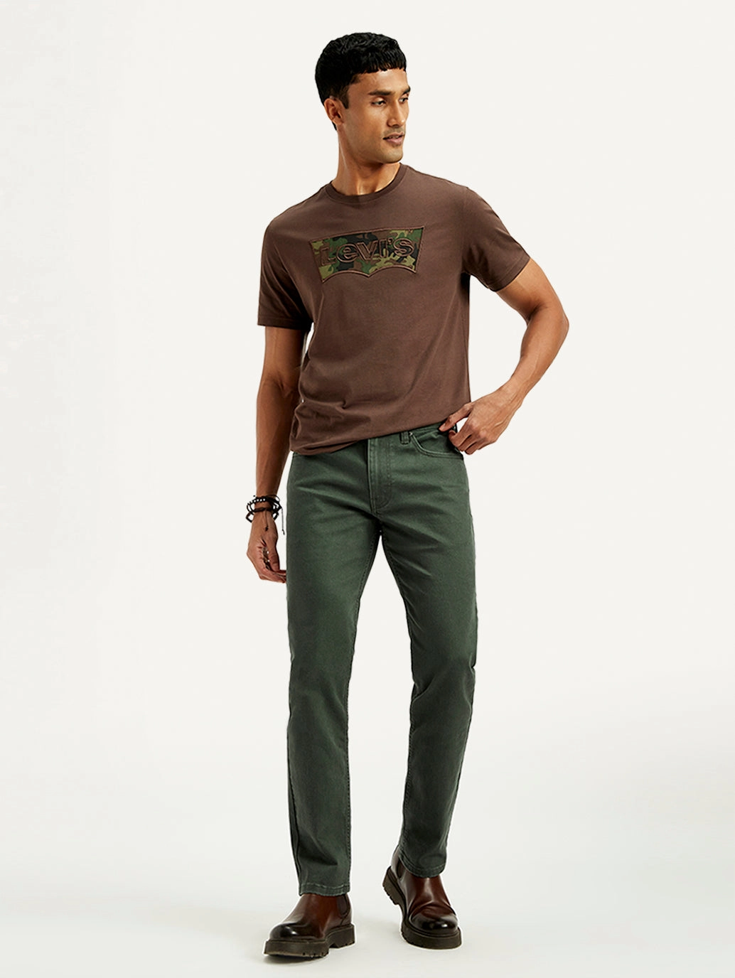 Casual Days Party Look Sunny Vibes Couple Look Men's 511 Dark Green Overdyed Slim Fit Mid Rise Jeans