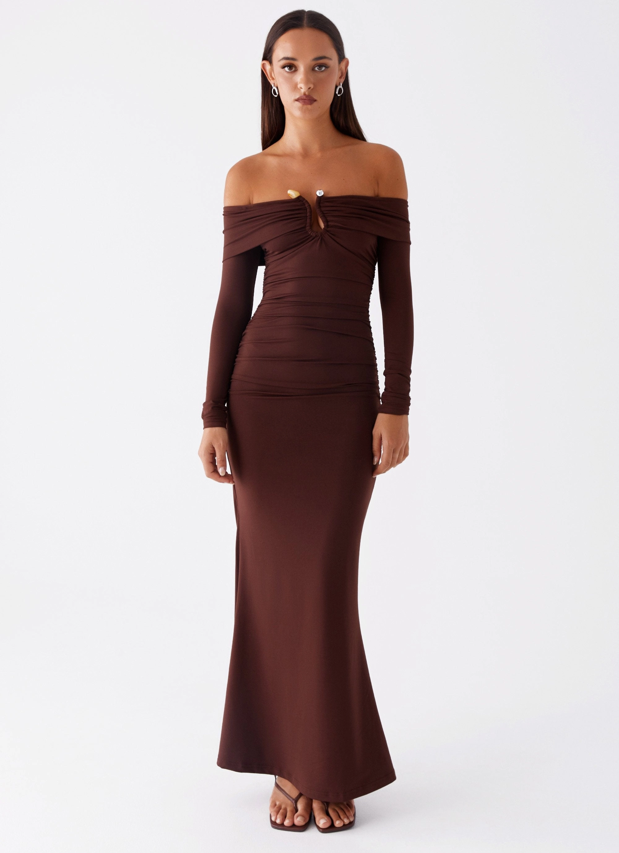 Rudy Long Sleeve Maxi Dress - Chocolate Wool-Blend