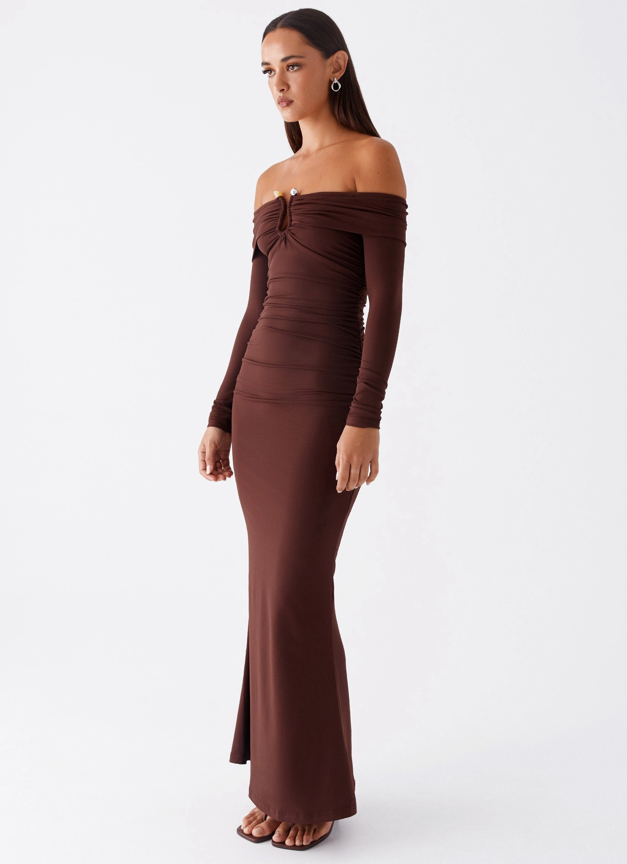 Fit Focused Rudy Long Sleeve Maxi Dress - Chocolate