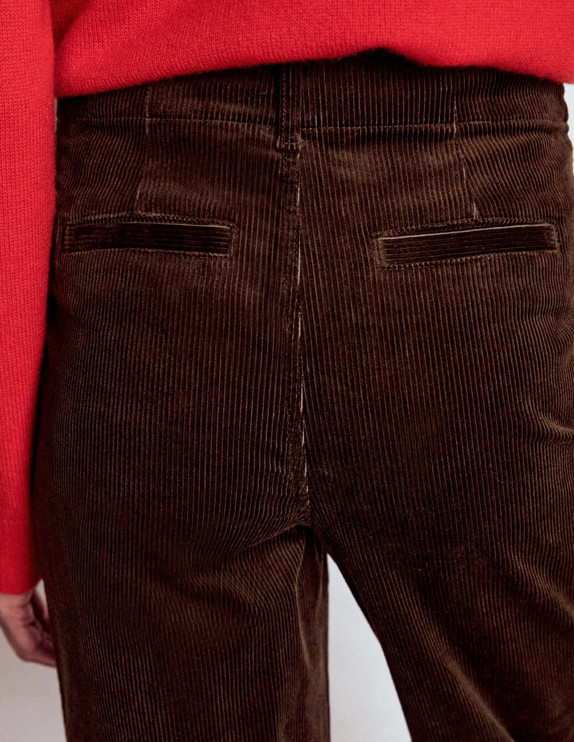 Fashionable Waist Primrose Cord Trousers-Espresso