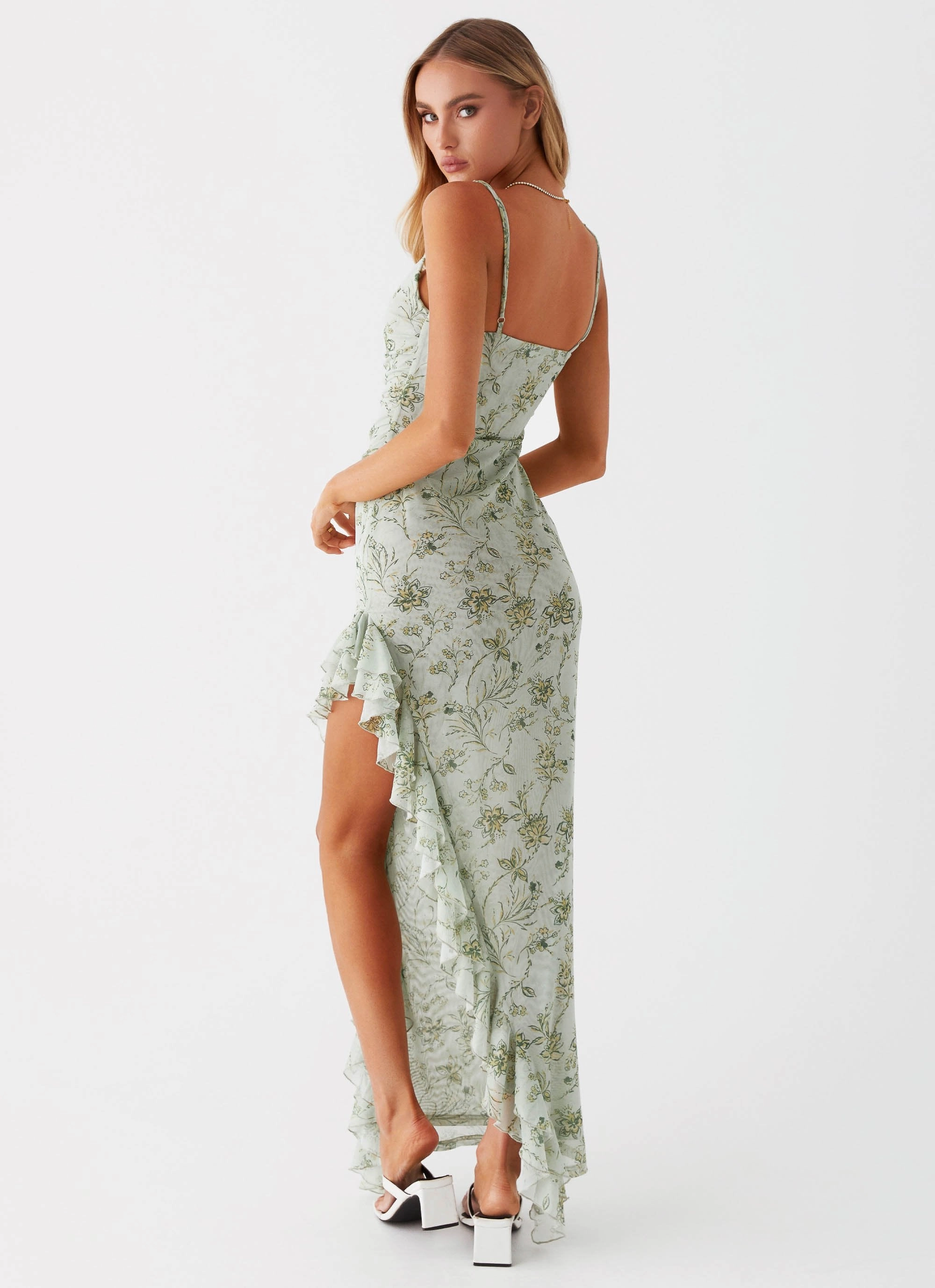 Off-Shoulder Princessa Maxi Dress - Sage Floral