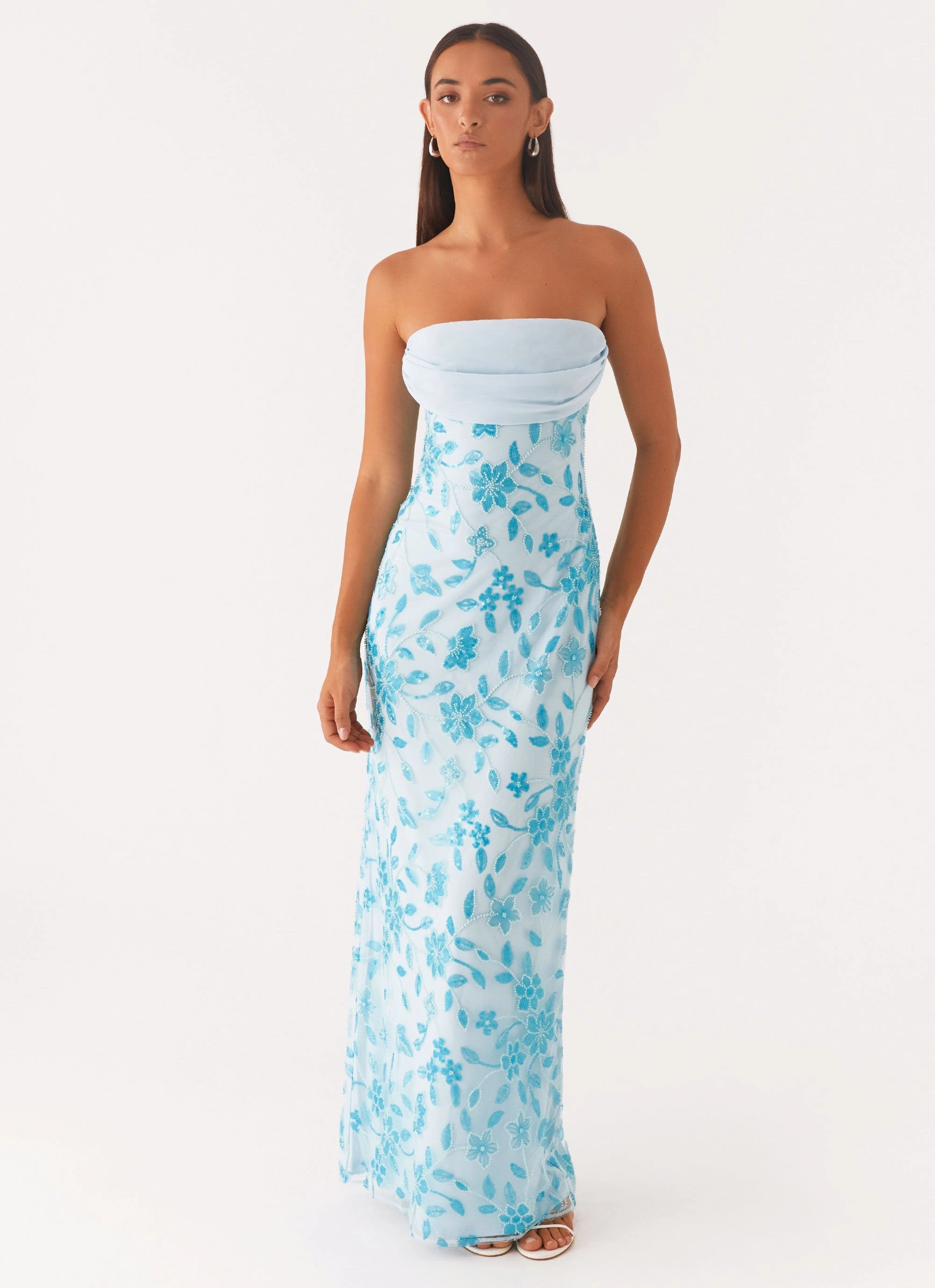 Timeless fitted silhouette Prism Beaded Maxi Dress - Blue