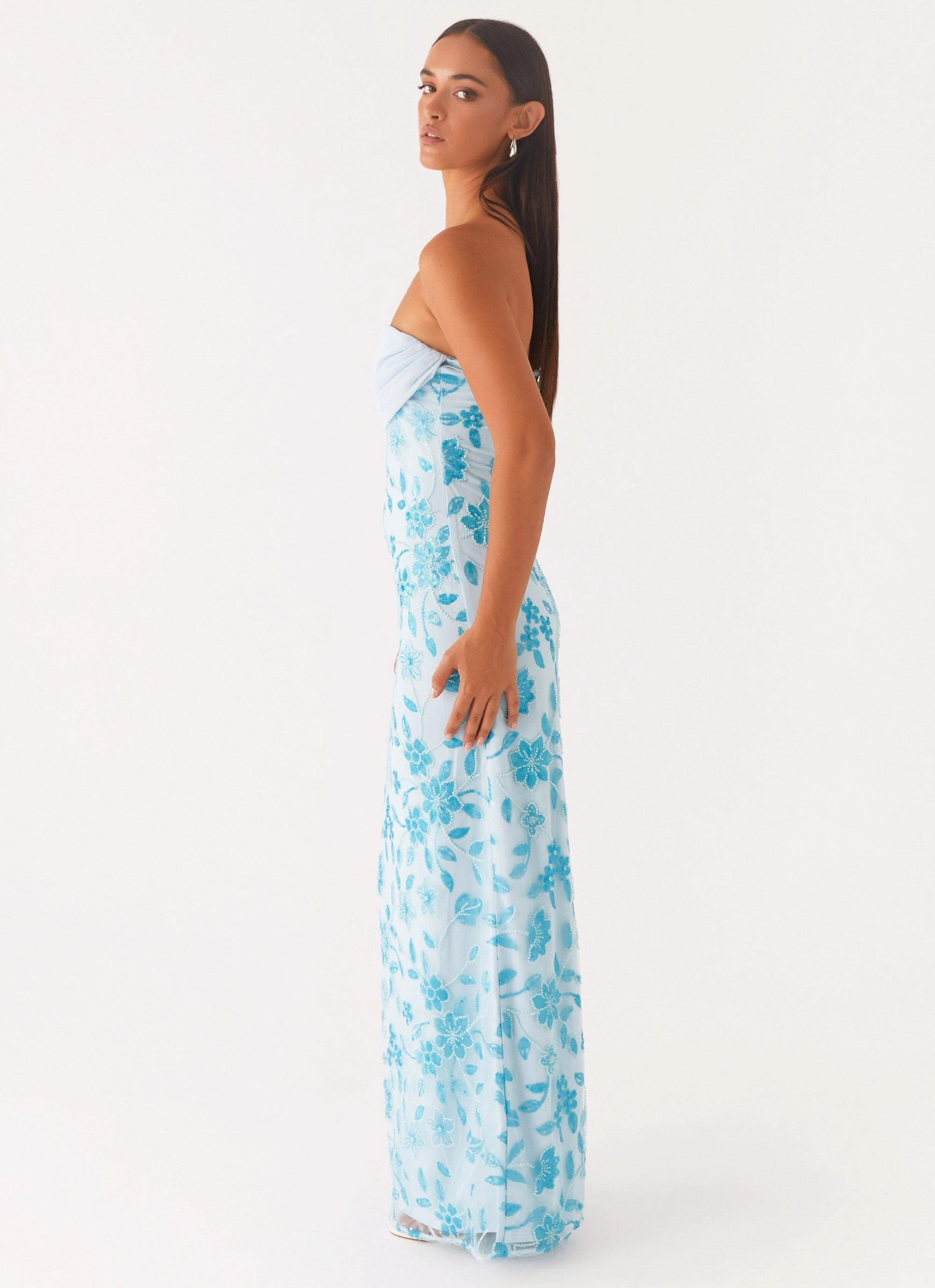 Soft and Light Prism Beaded Maxi Dress - Blue