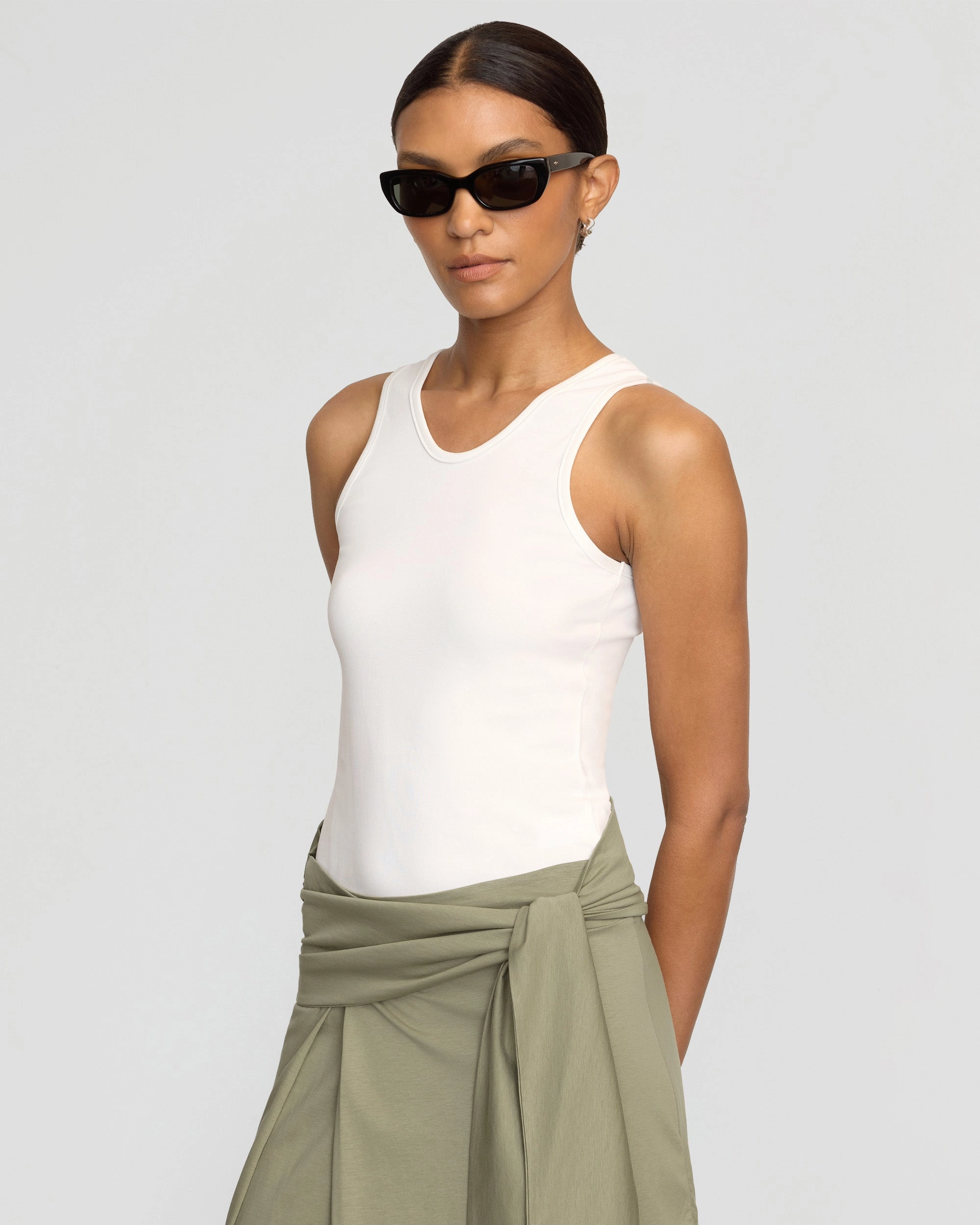 DoubleStitchedHem Prithi Scoop-Neck Tank
