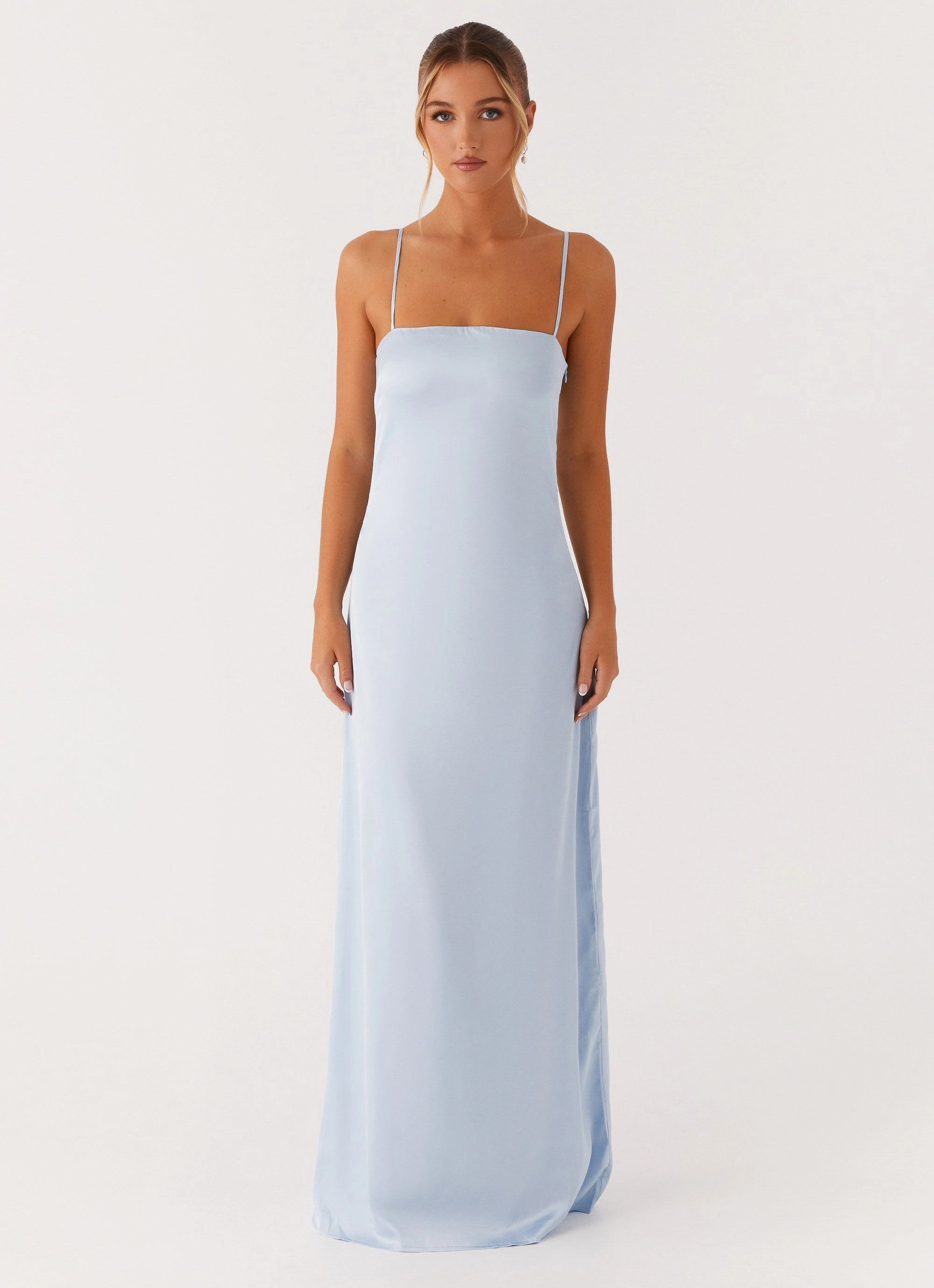 Silky texture Aster Bloom Maxi Dress - Blue