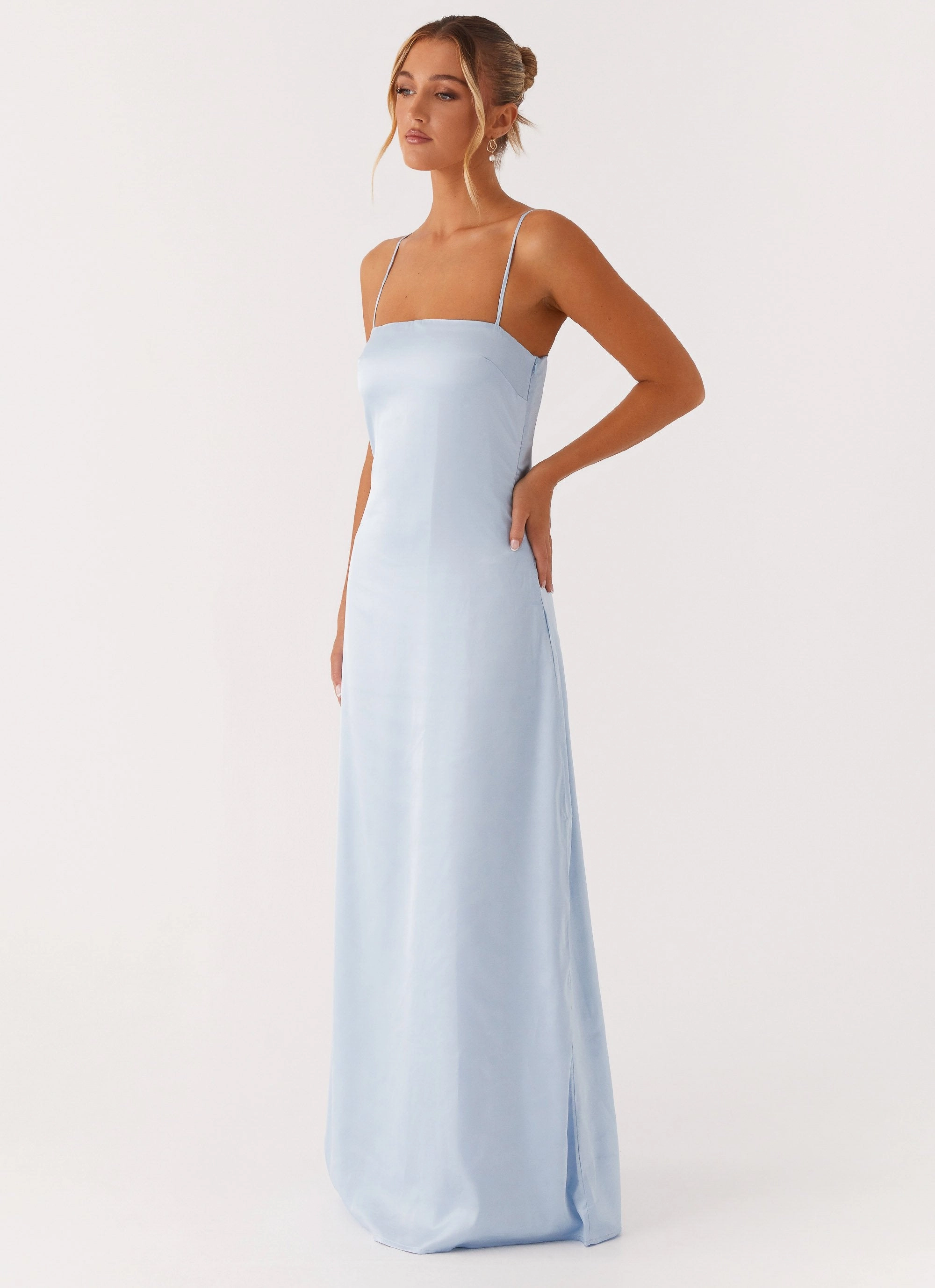 Bright Vibe Sunset Scene Aster Bloom Maxi Dress - Blue