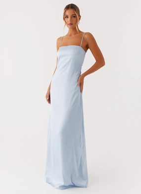 Aster Bloom Maxi Dress - Blue Coastal Soft Sleek Touch