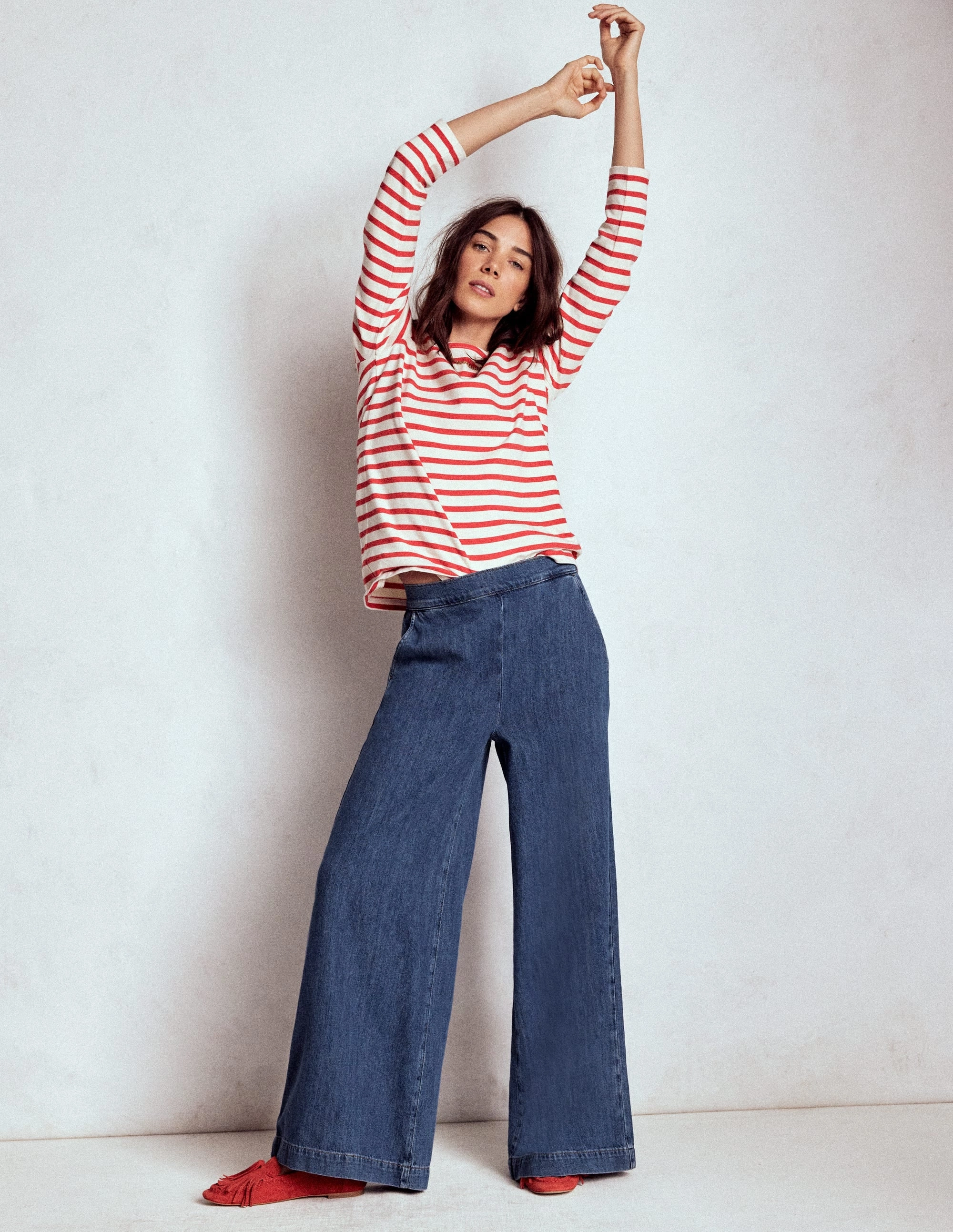 Stay Flexible Pull-on Denim Trousers-MID WASH