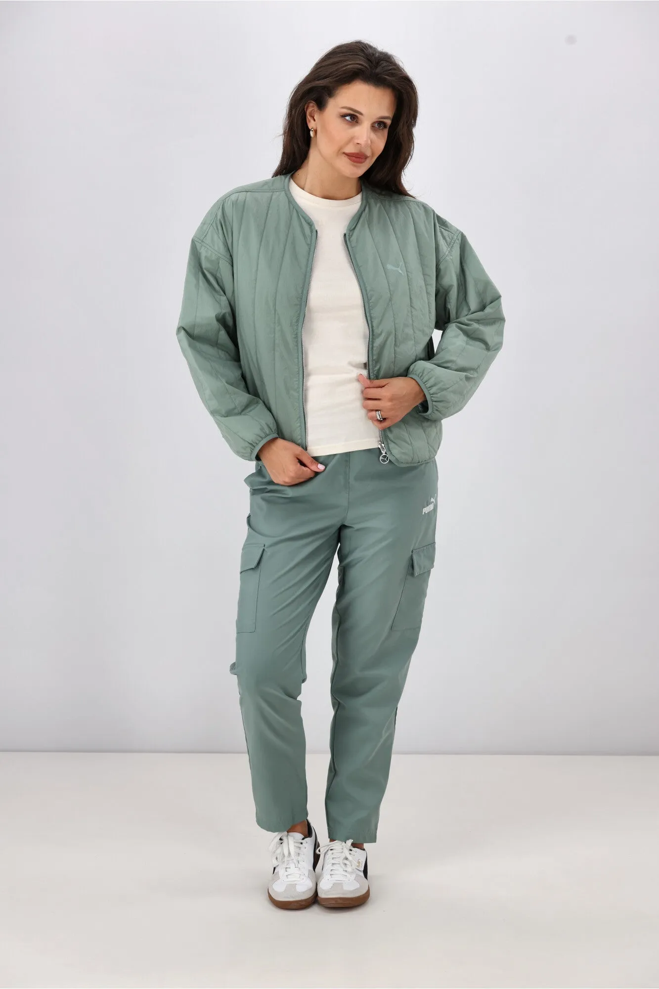 Puma WARDROBE ESS Relaxed Reversible Liner Jacket Green Moon Universal Fit Framework