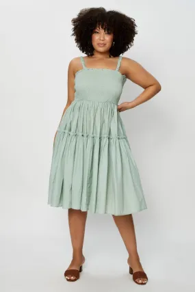 Perfect Fit Wear Green Midi Dress Square Neck Sleeveless
