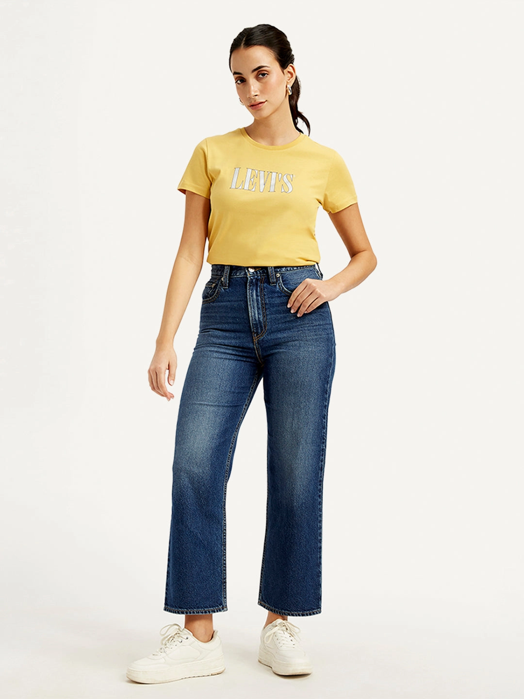 Work Friendly Women's Blue Ribcage Straight Fit High Rise Jeans