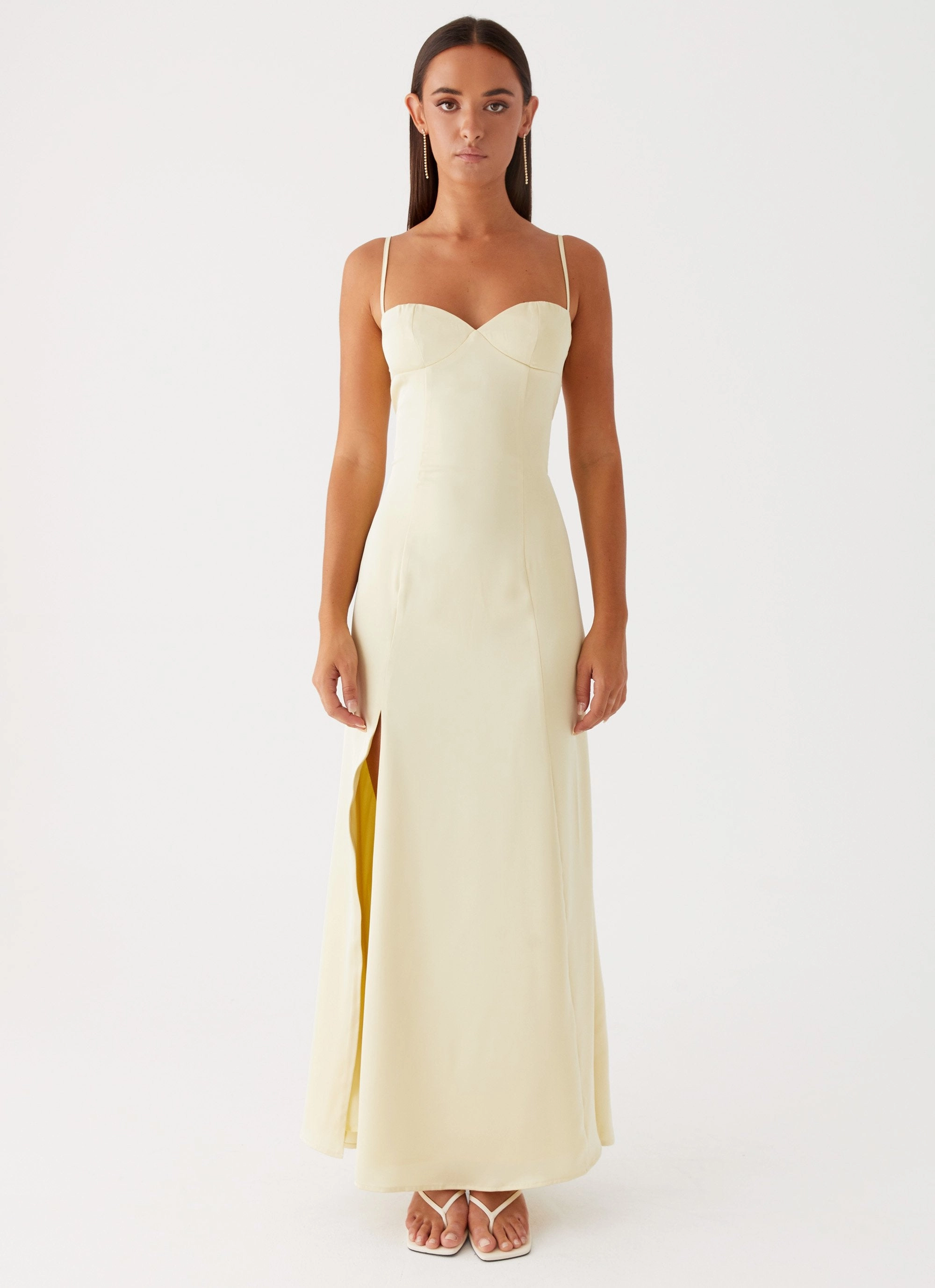 Miss Bloom Maxi Dress - Lemon Long Lines Work Fit