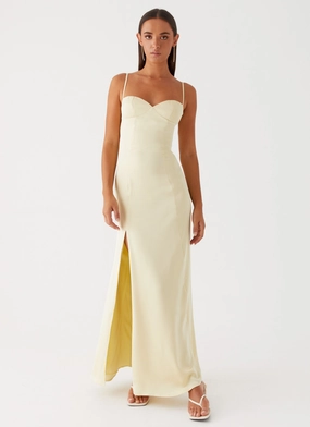 Miss Bloom Maxi Dress - Lemon BreathableFabric Refined Line