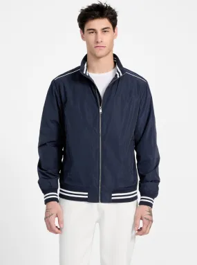 Tailored Cut GlowInTheDarkAccents Eco Blue Urban Satin Bomber Jacket