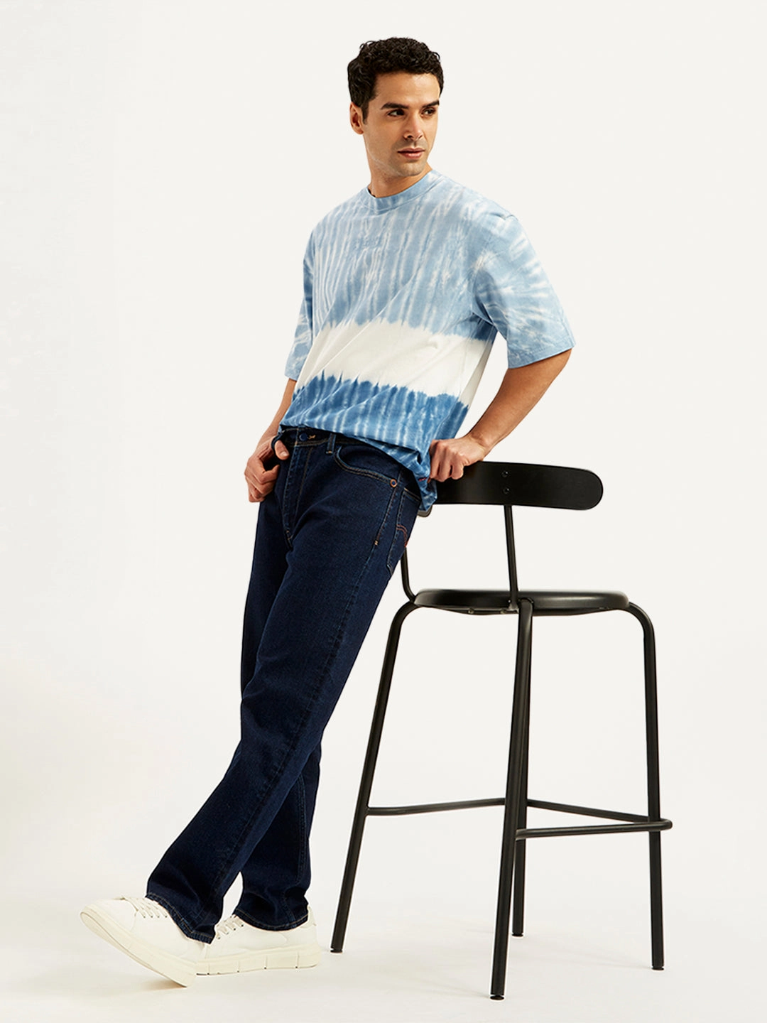 Mid Rise Structure Men's 555 Navy Blue Relaxed Straight Mid Rise Utility  Jeans