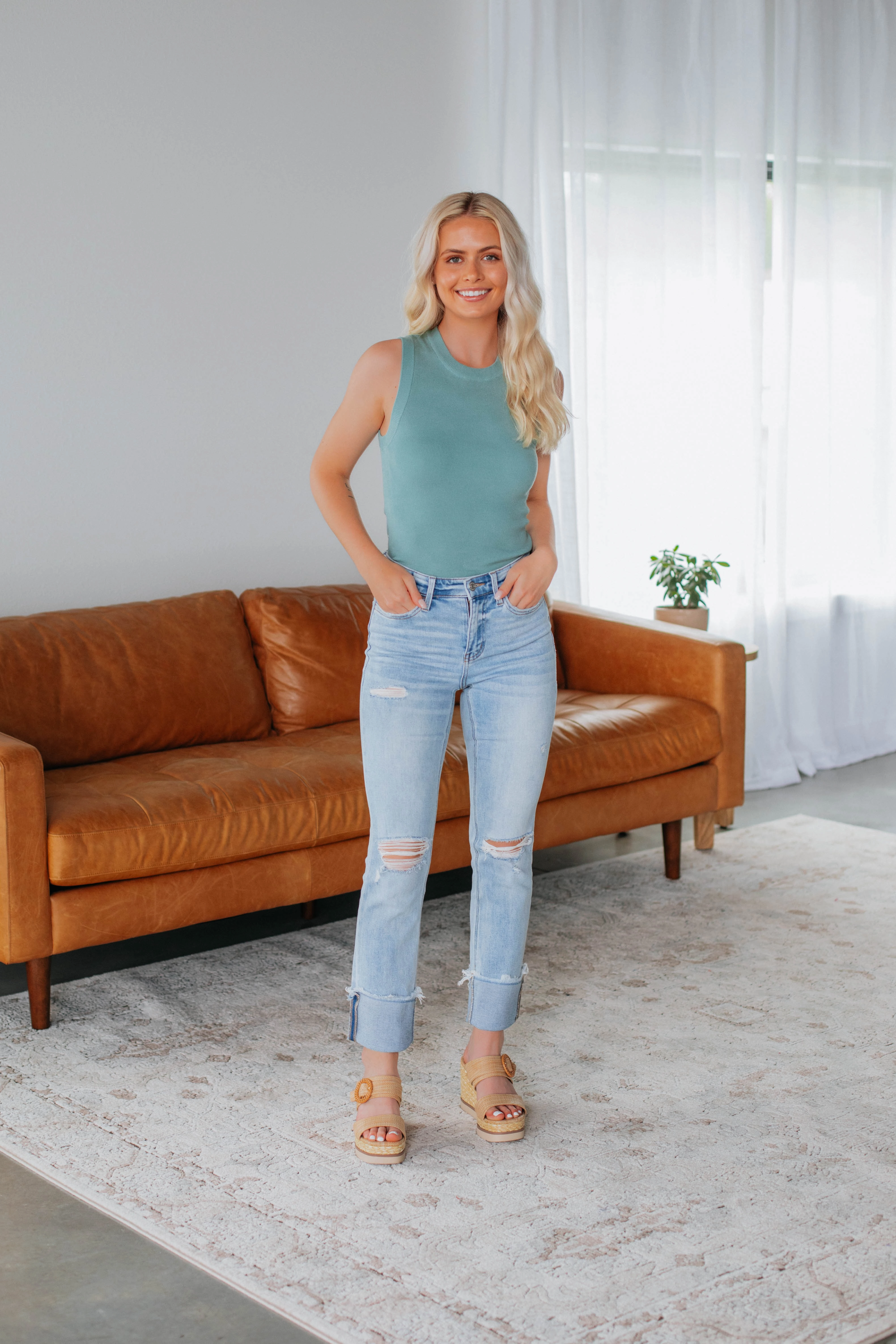 Adrianna Knit Tank - Jade suitable for miners