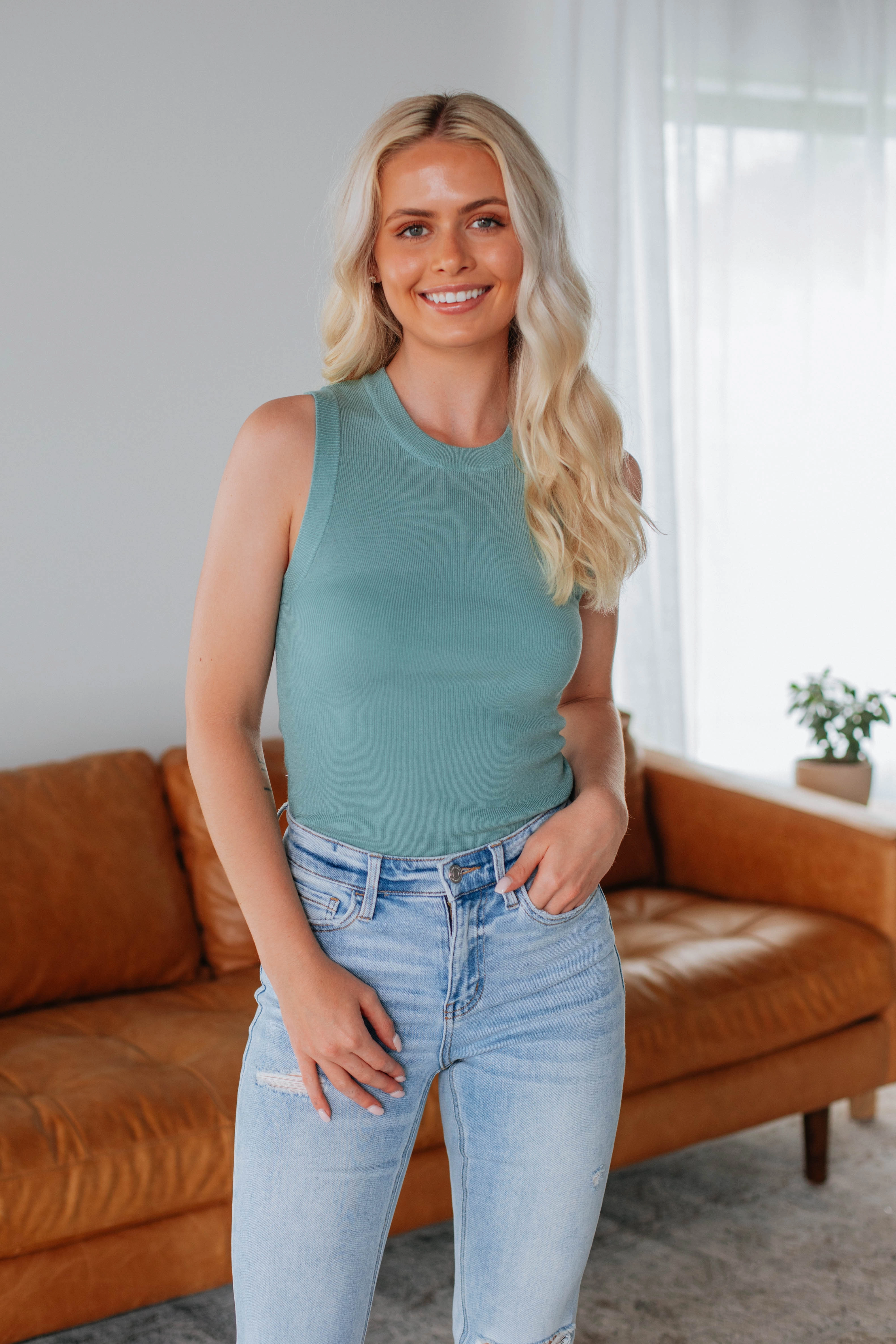 Exclusive Adrianna Knit Tank - Jade