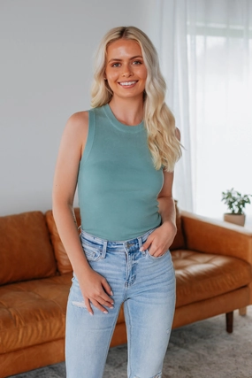 Anti Snag Threadwork Chilly Day Knit Adrianna Knit Tank - Jade