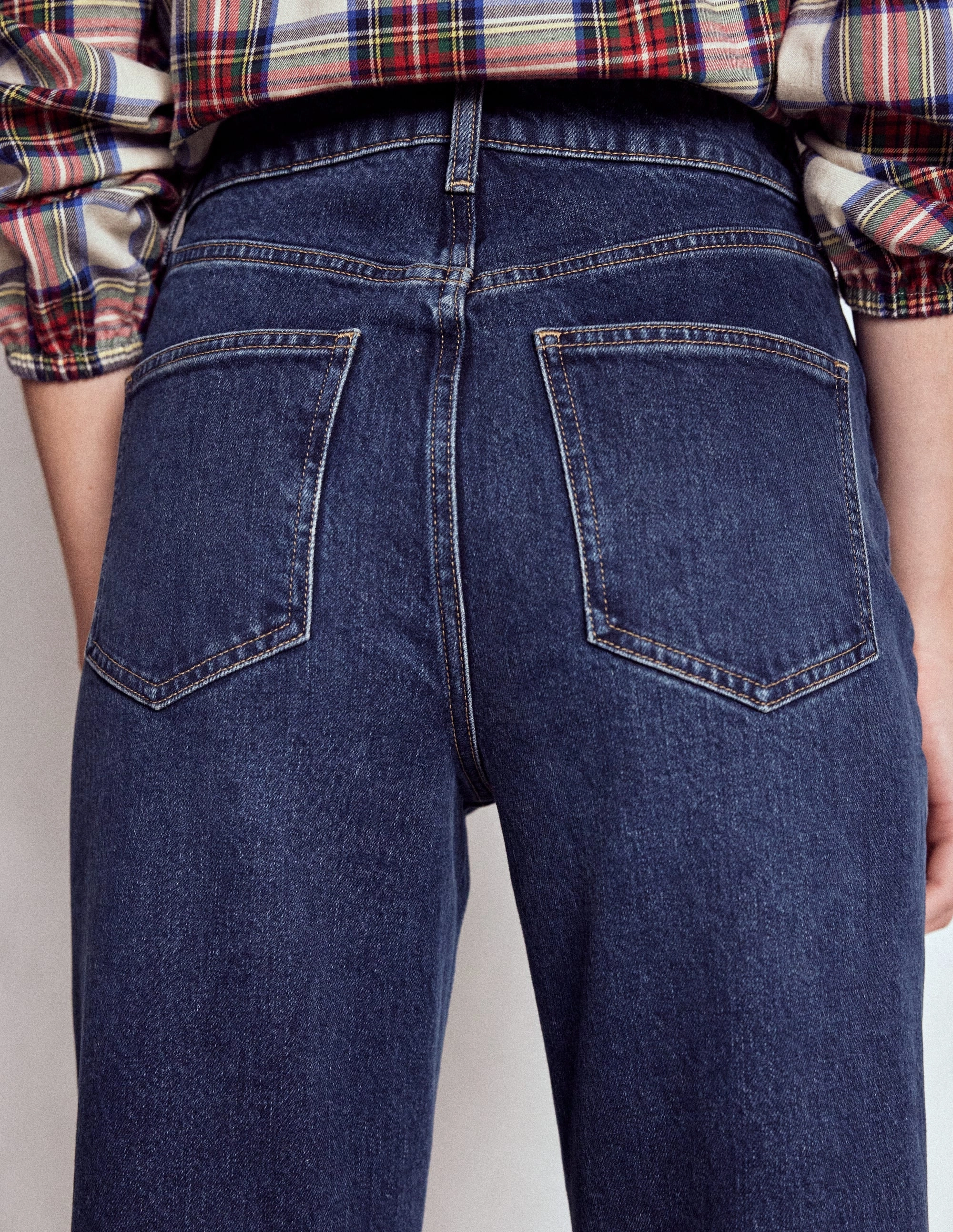 Mid Rise Straight Leg Jeans-Dark Vintage Stretch Layer Fit