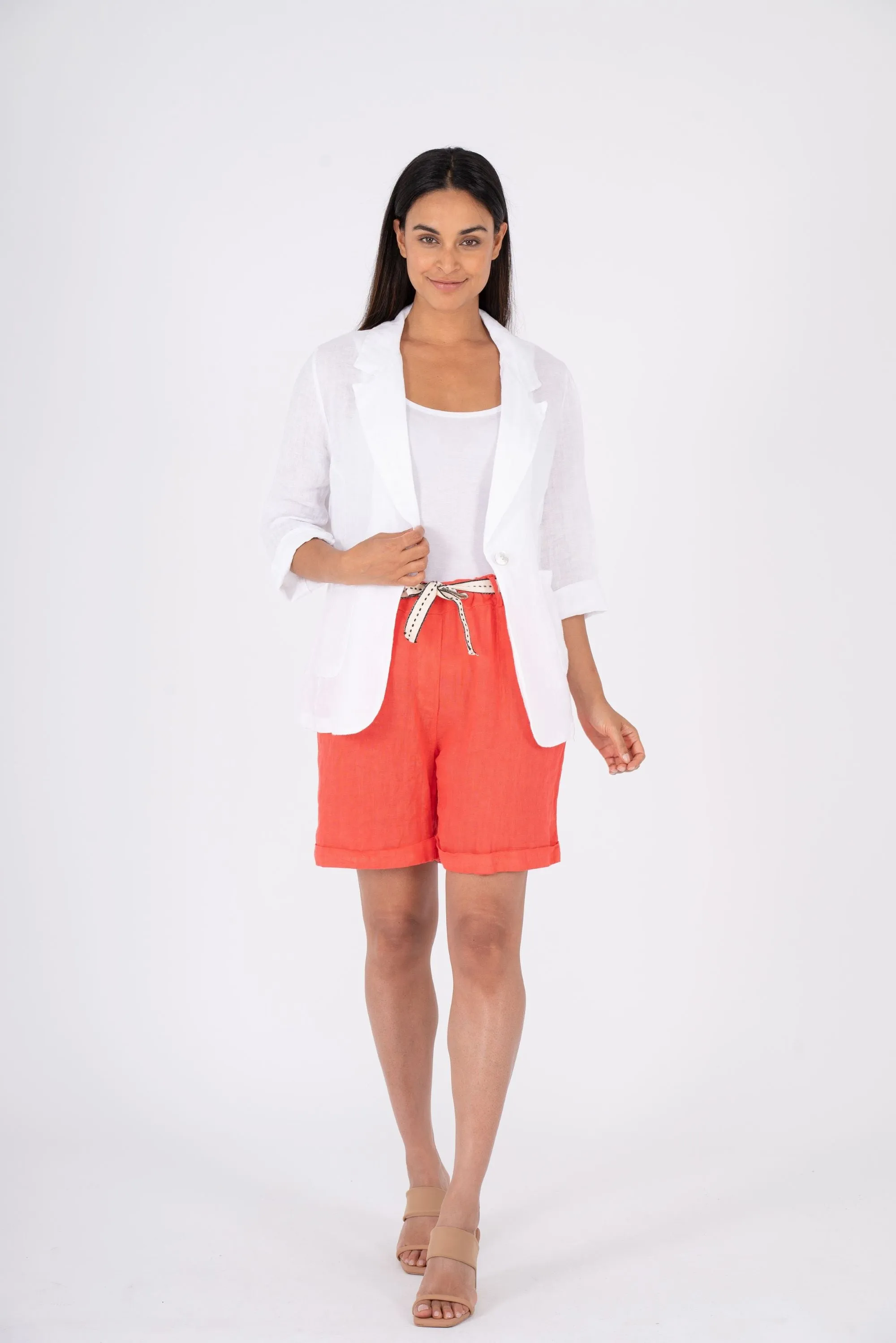 Reinforced Shoulder Protection Non Restrictive Tailoring Made in Italy - 26-60668U Soft Linen Blazer