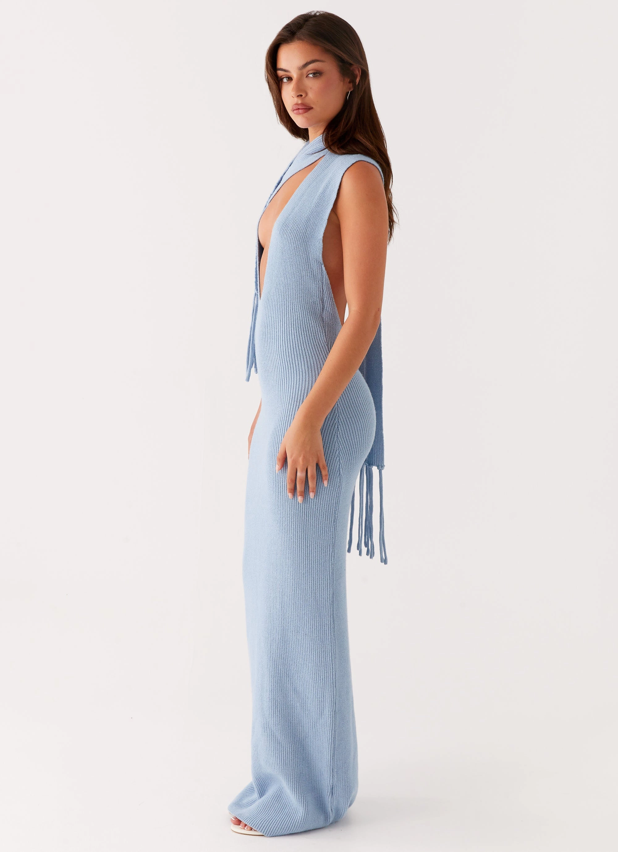Raine Knit Maxi Dress - Blue Floral Swing