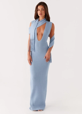 Raine Knit Maxi Dress - Blue Dream Look Flawless Construction