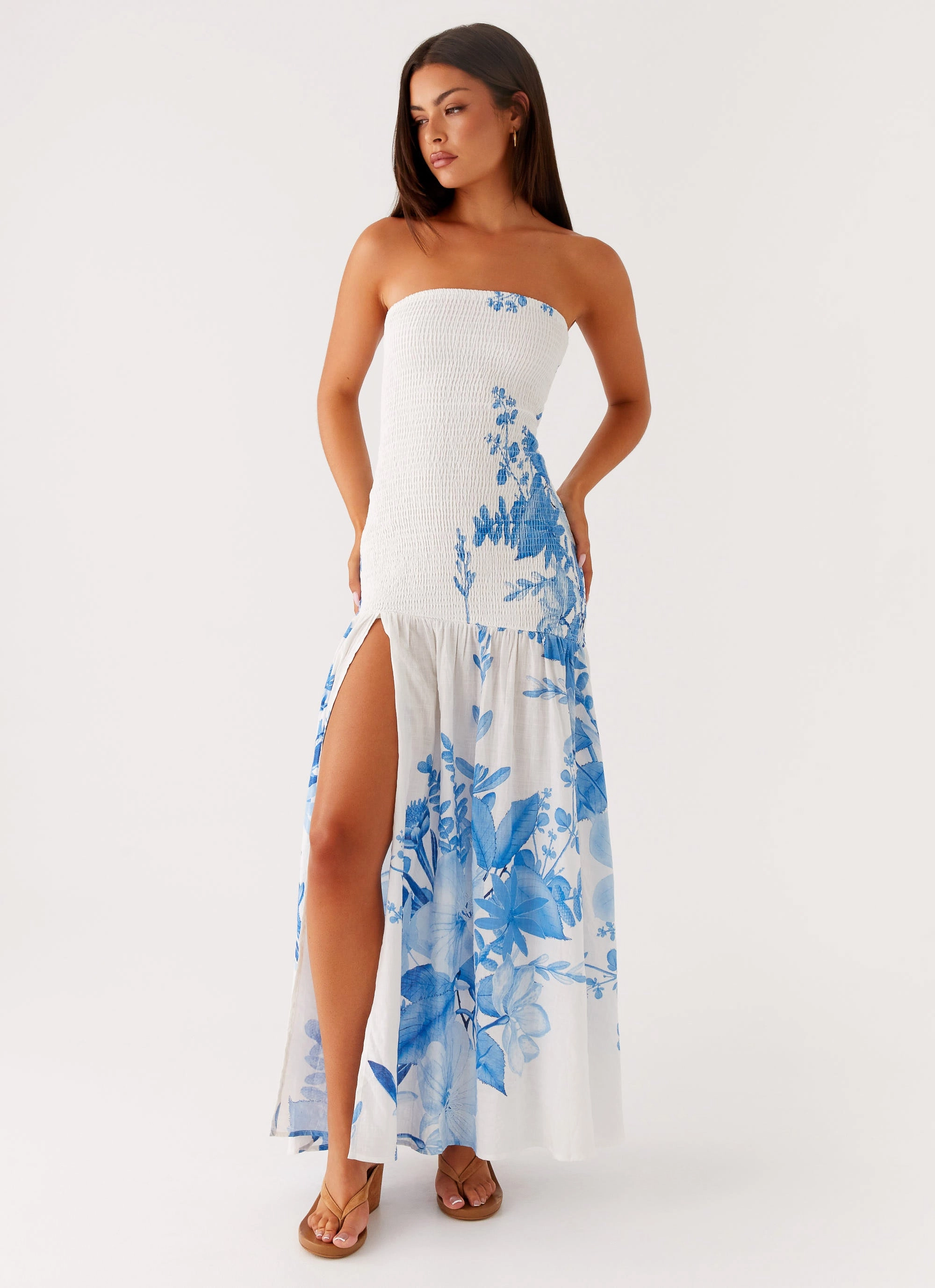 Rebecca Maxi Dress - Blue Floral Print Easy Layers
