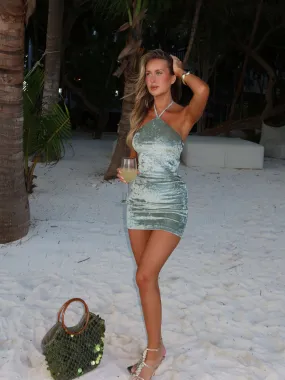 Velvet-Edge Perfectly Crafted REBELLE MINI DRESS SAGE