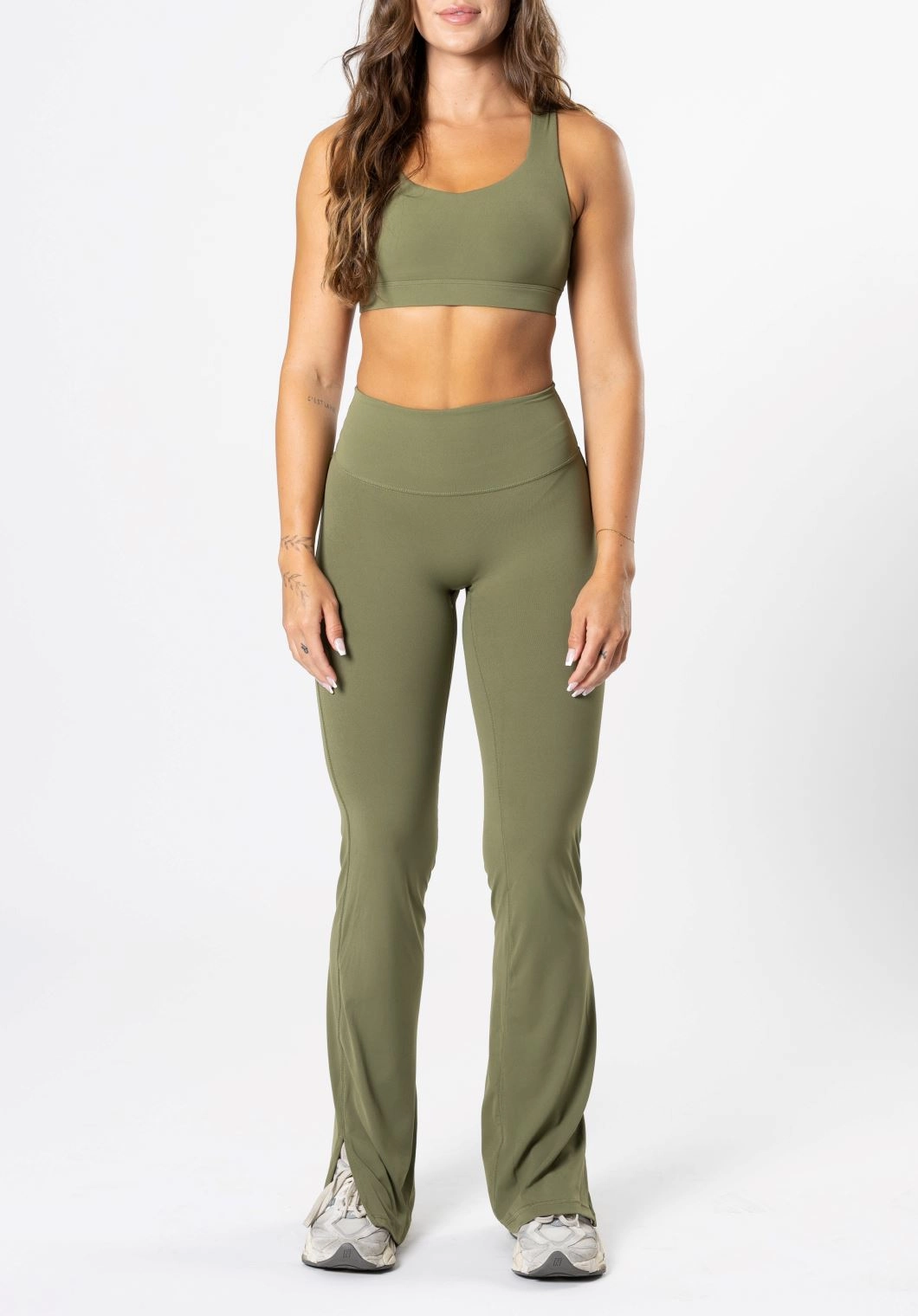 Extra Soft Winter Sports Breathable Fabric Hiking Trail RecStretch Original Sculptseam? Plus Flare Legging 34" Olive