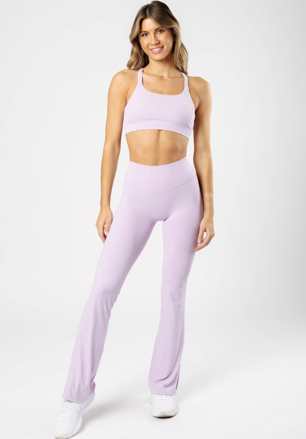 Loose Fit Plus Size RecStretch Original Sculptseam? Plus Flare Legging 34" Pastel Lilac