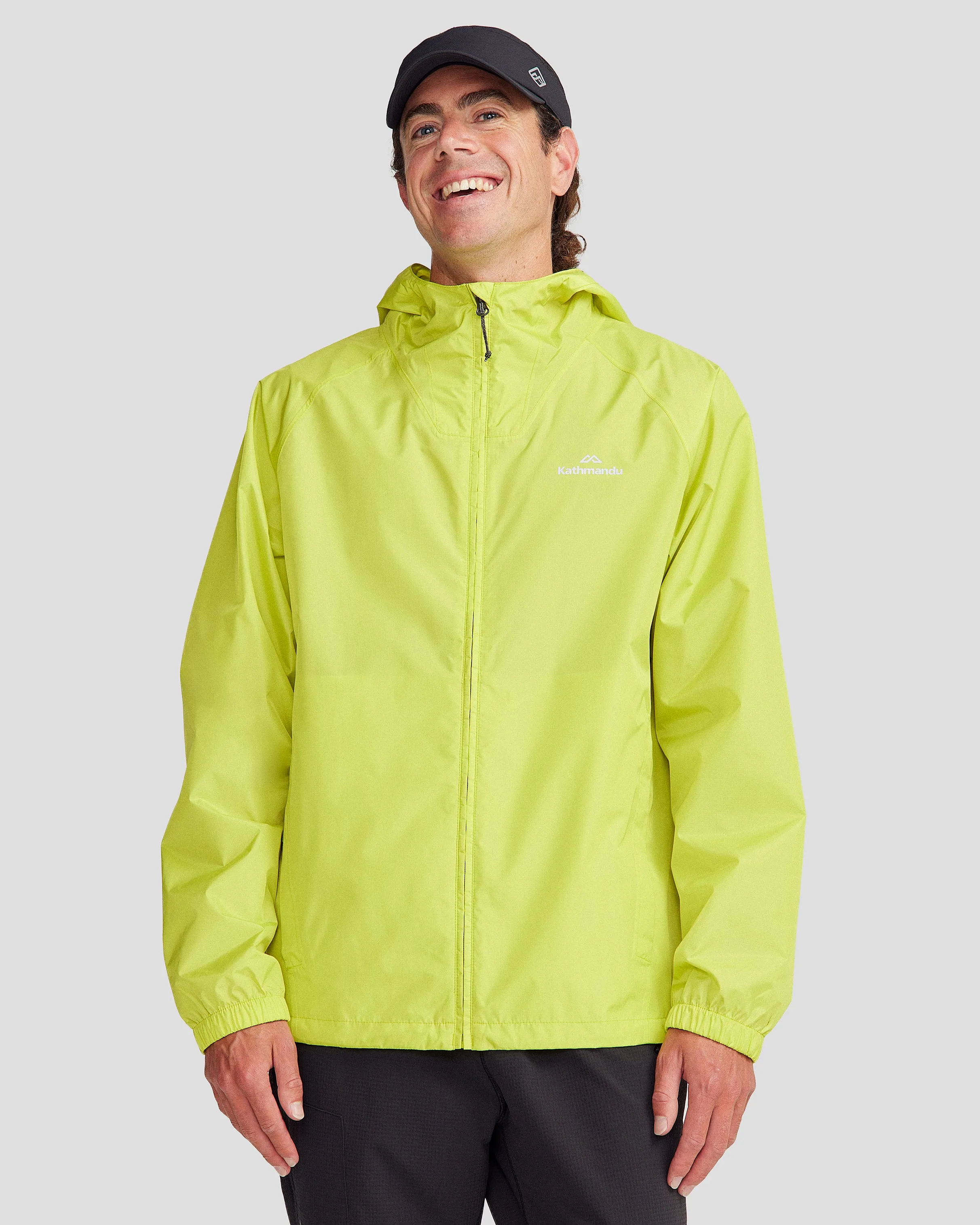 Light Reflective Double Layered Fabric Pocket-it 2L Men's Rain Jacket v4 - Bright Moss