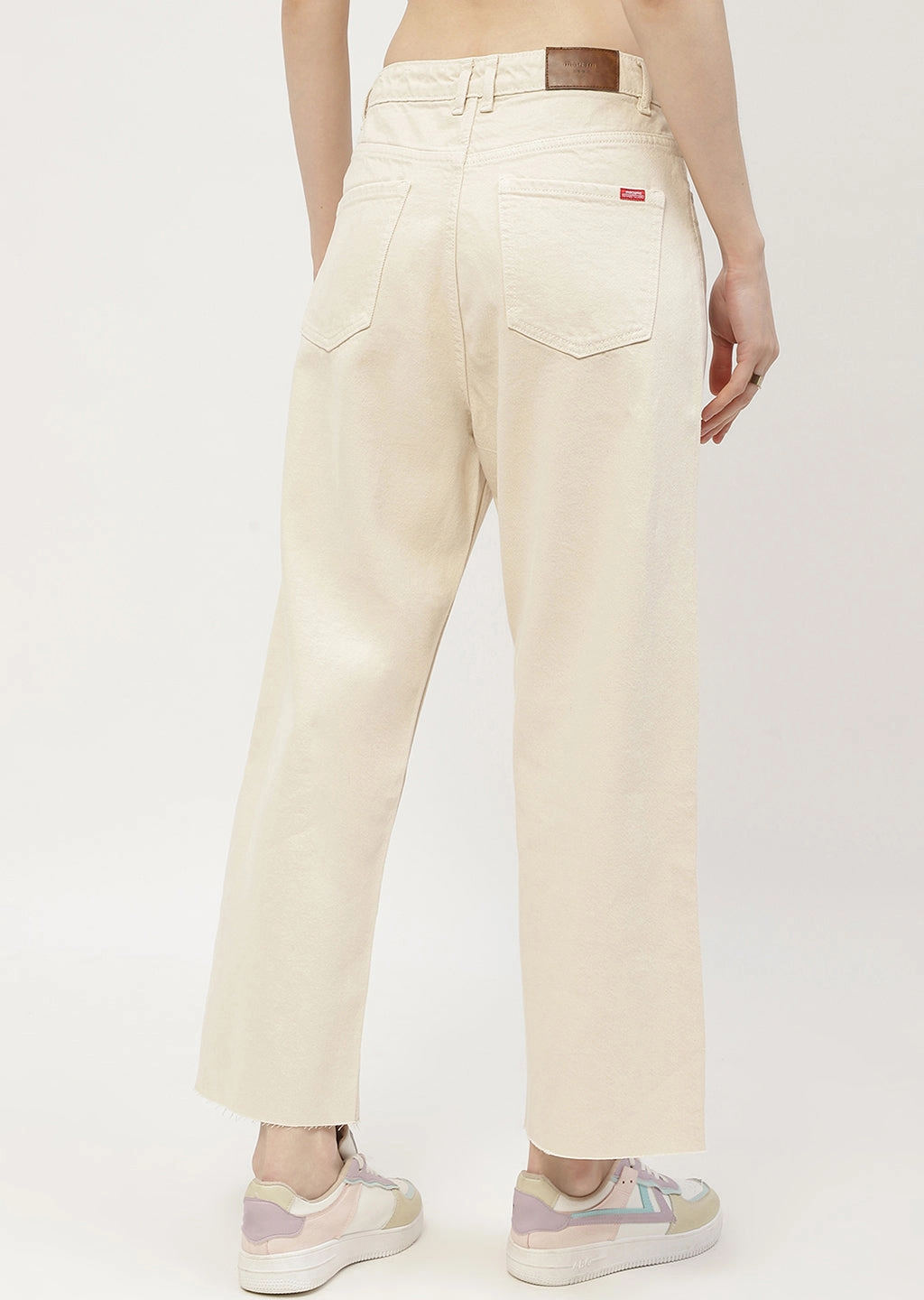 Madame Low Waist Beige Wide Leg Jeans Textured Versatile Shopping Day
