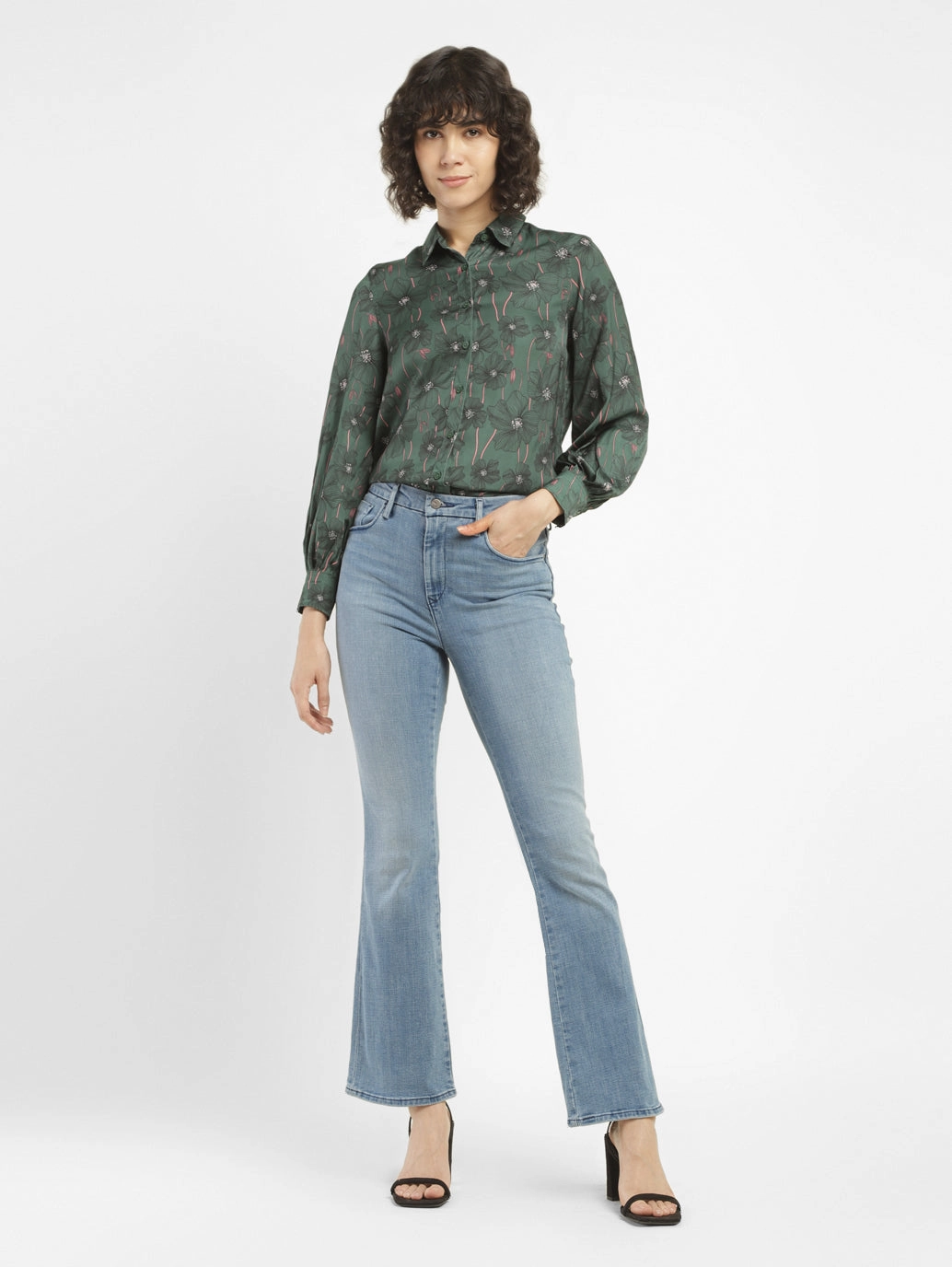 Women's Redloop 725 Blue Flared Fit High Rise Jeans Wardrobe Staple