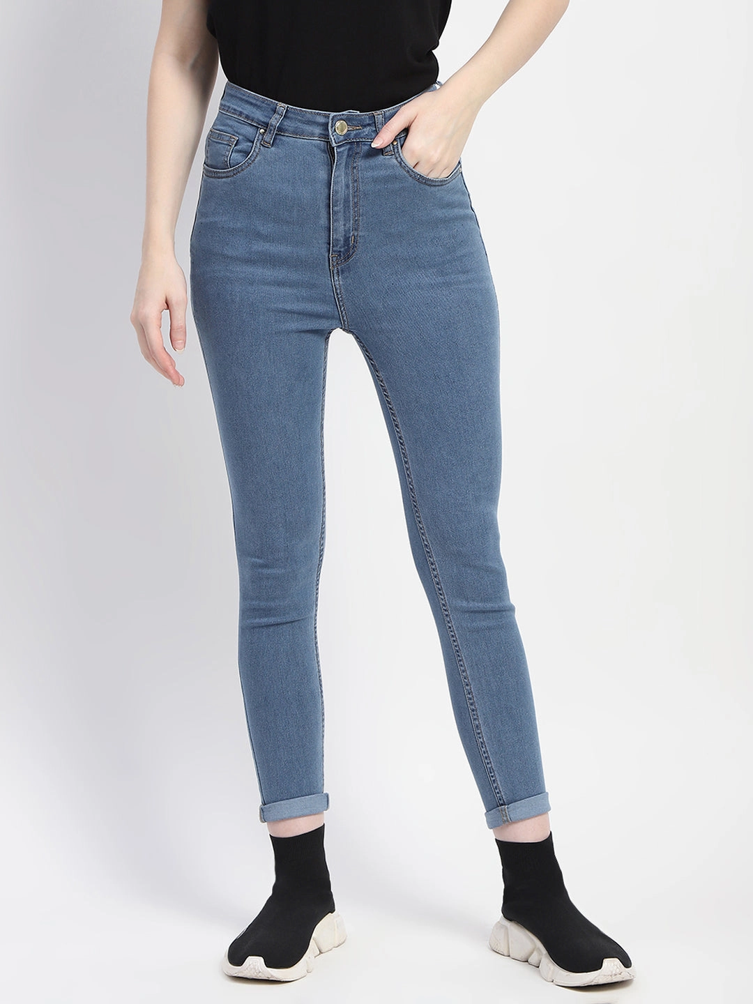 Madame Skinny Fit Light Blue Denim No Gap Waistband