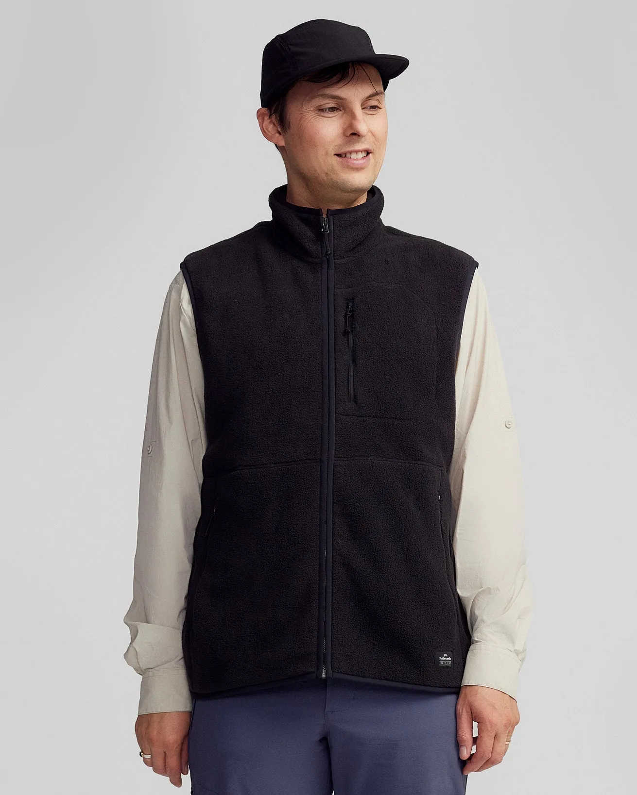 Multi Layer Design Non Irritating Collar Men's Trailhead Fleece Vest - Black Stingray