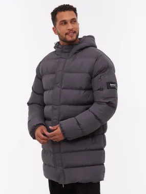 AdjustableHood Textured Finish Texani Hooded Puffer Jacket - Grey