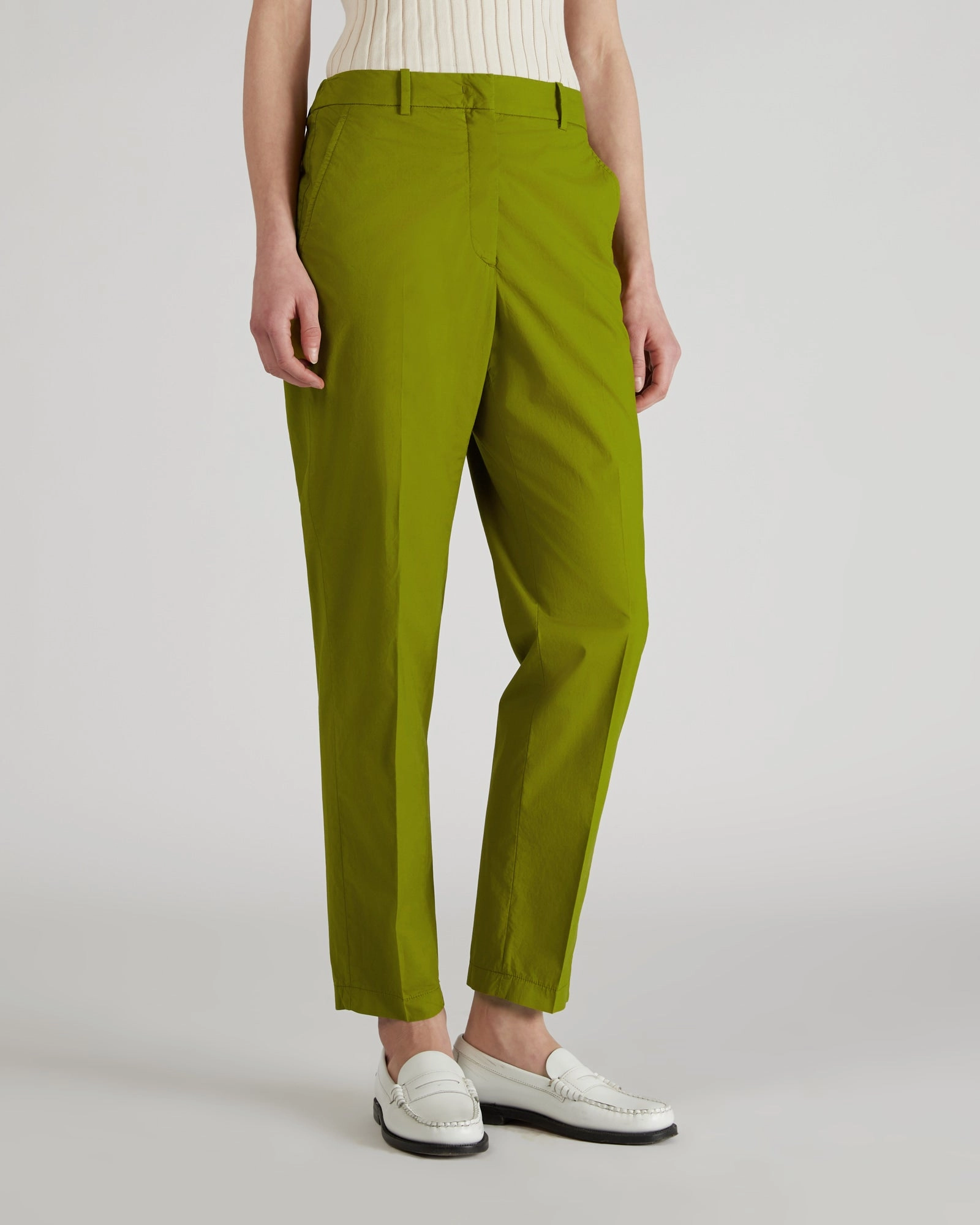 Adjustable Closure Regular fit cotton poplin trousers