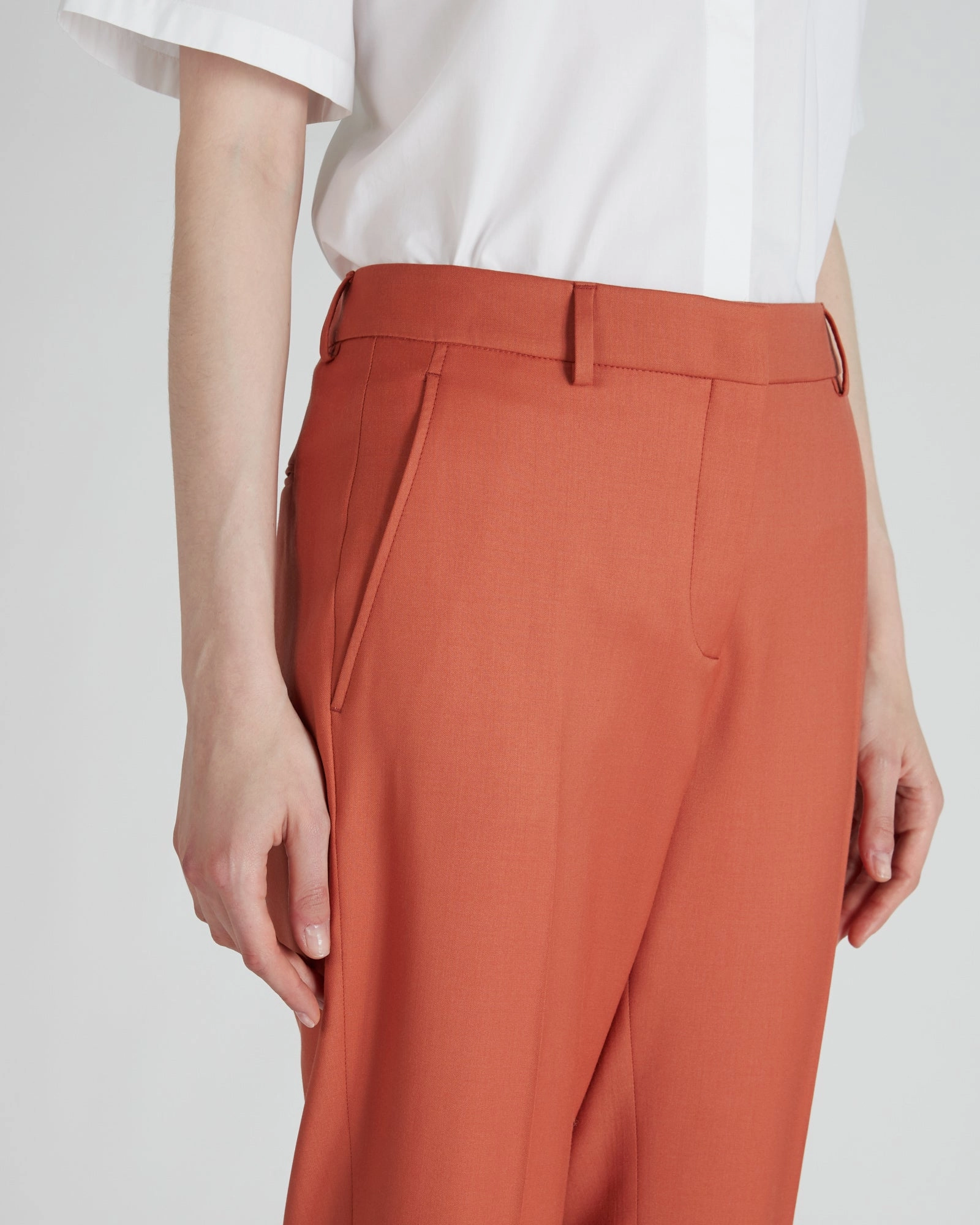 Regular fit trousers in stretch wool fabric Abrasion Resistant Material Ripstop Reinforcement