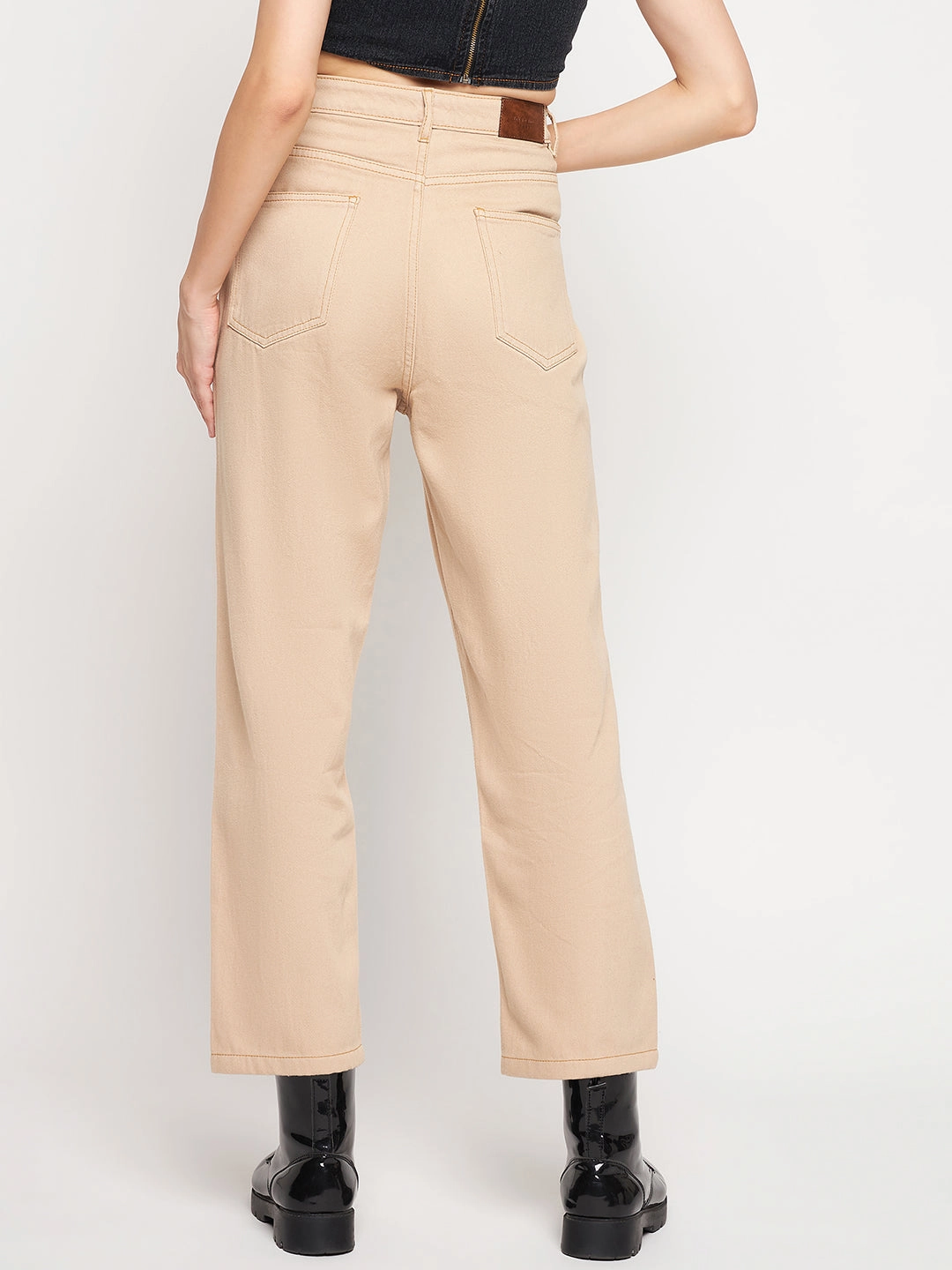 Madame Beige Straight Fit Denim Total Fit Comfy Wear