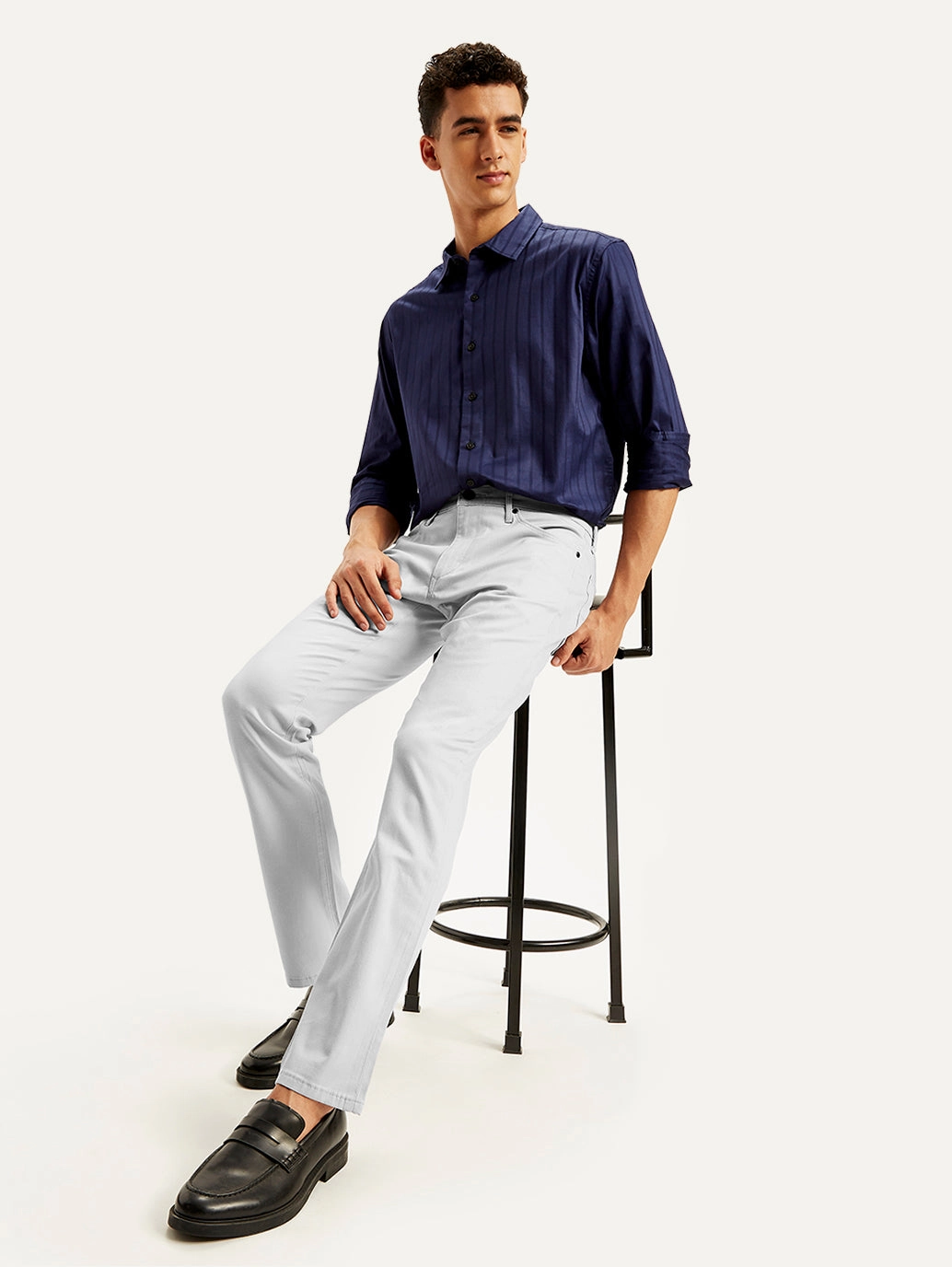 Men's Redloop 511 Light Grey Slim Fit Mid Rise Jeans Lightweight Parent Style Durable