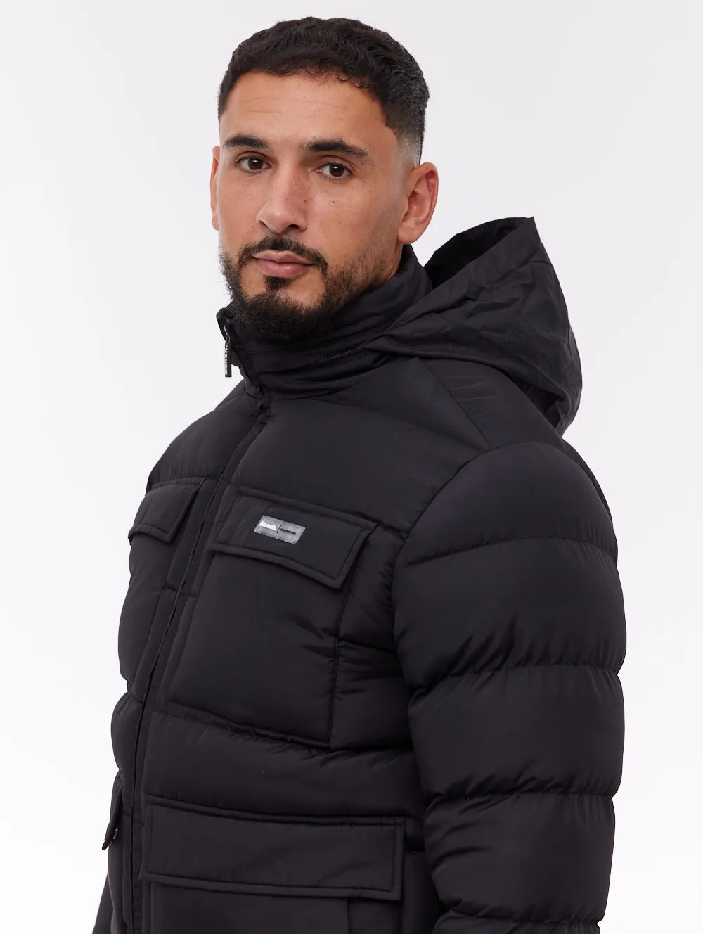 Deromi Insulated Cargo Jacket - Black Single Buttons