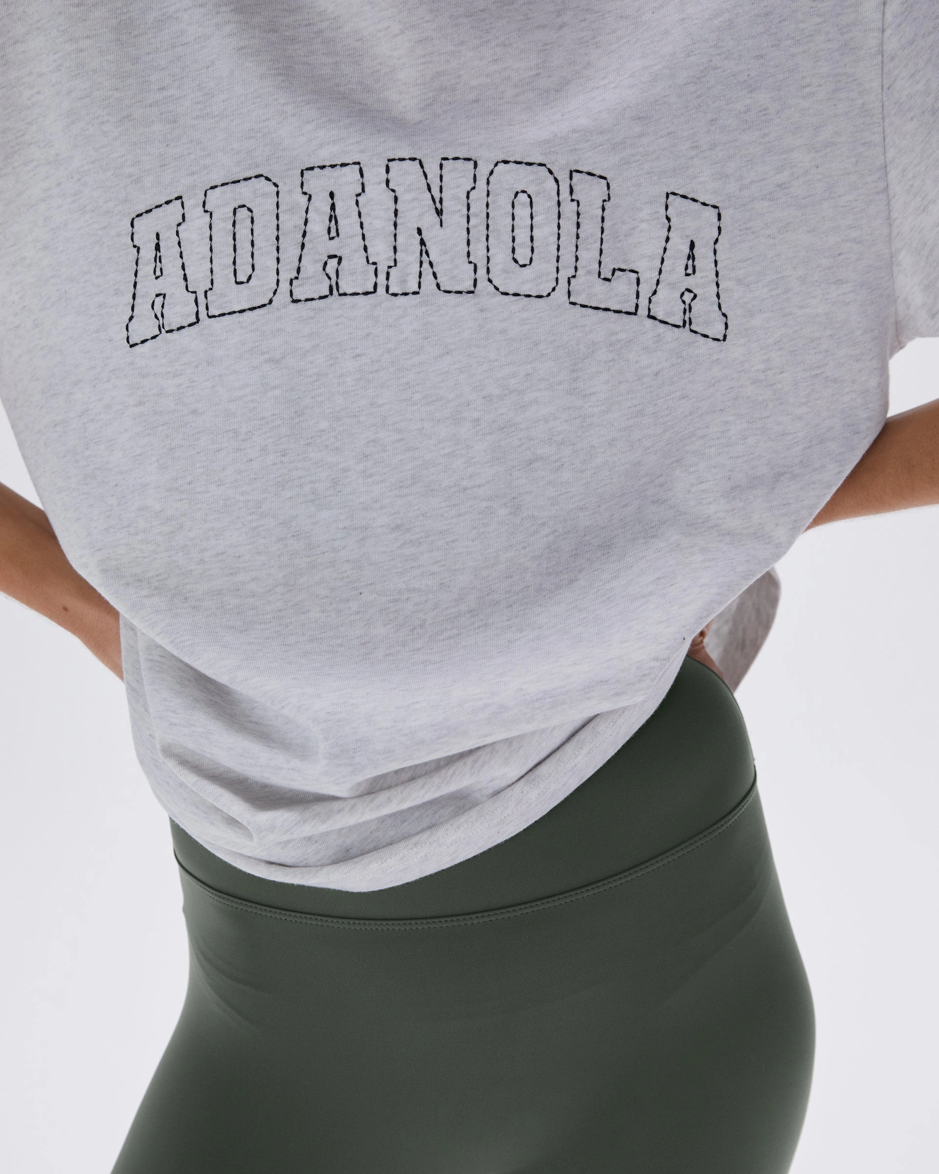 Varsity Stitch Short Sleeve Oversized T-shirt - Light Grey Melange/Black Printed T-shirt