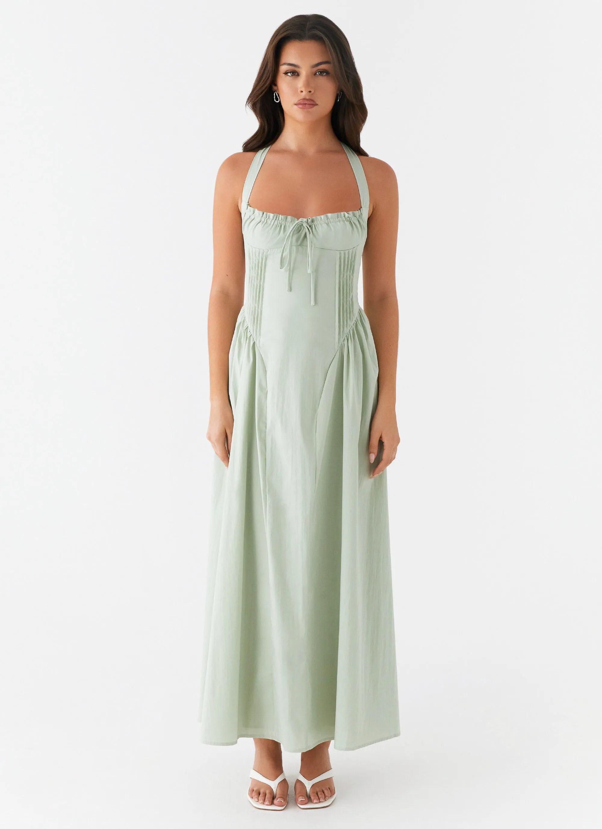 Olenna Halterneck Midi Dress - Sage Light Wear