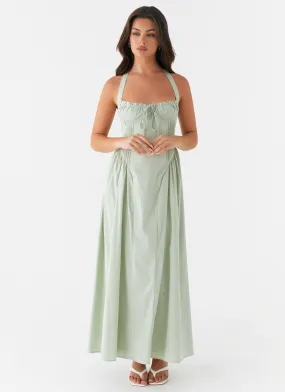Olenna Halterneck Midi Dress - Sage Clean Base