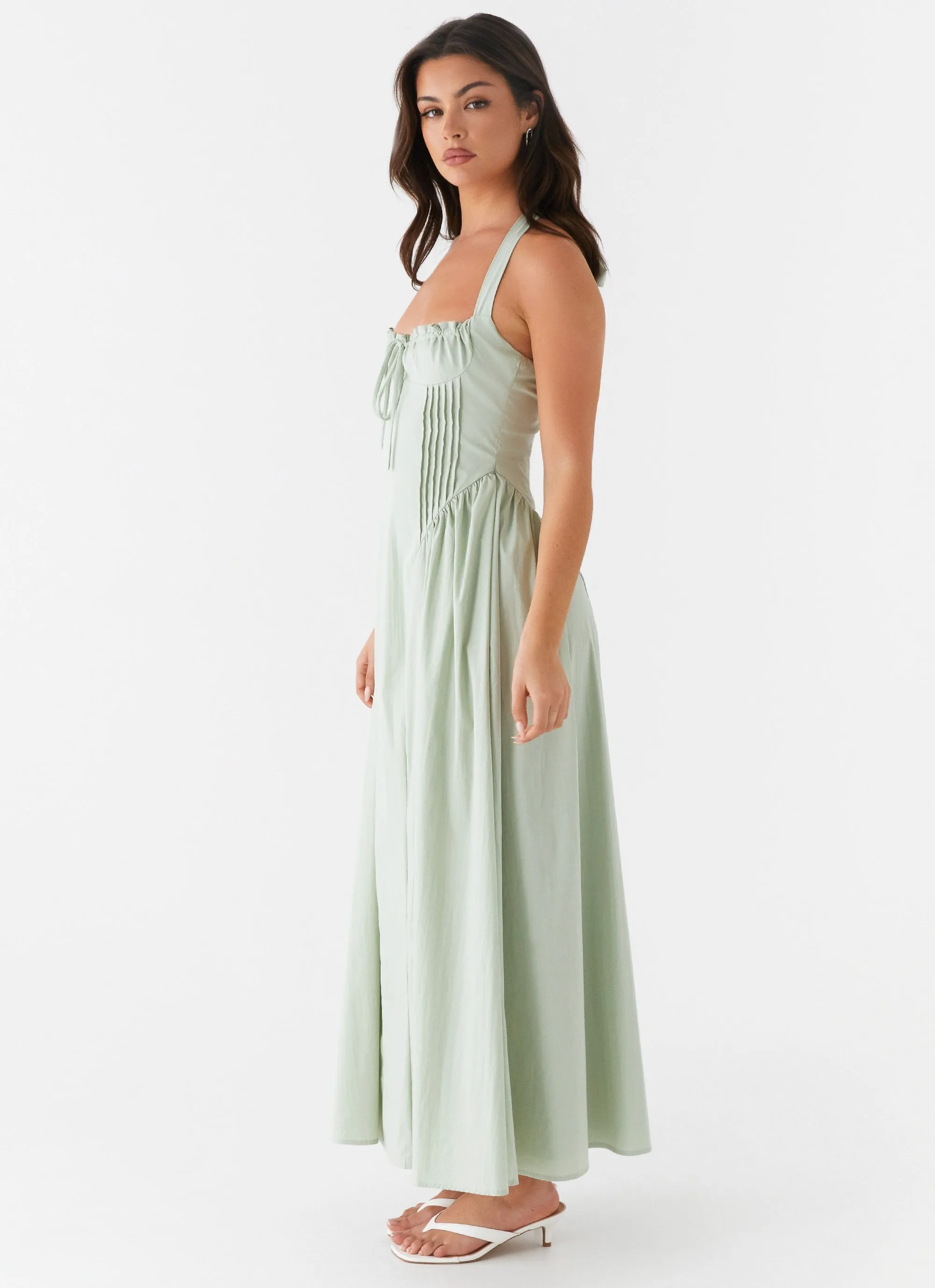Olenna Halterneck Midi Dress - Sage Relaxed Wear Light and breezy summer dress
