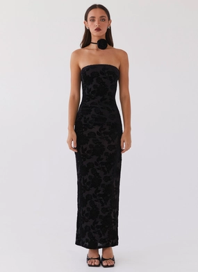 Velvet-Edge Chill Mode Trouble Love Maxi Dress - Black