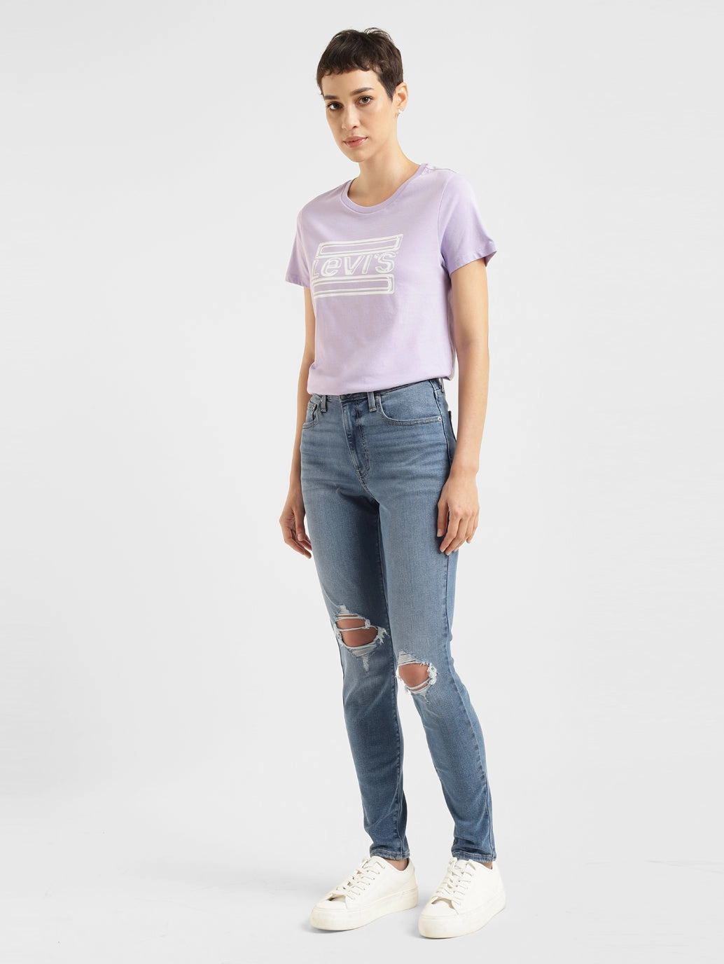 Comfortable Outfit Zero Waste Pattern Design Women's 721 Blue Skinny Fit High Rise Jeans